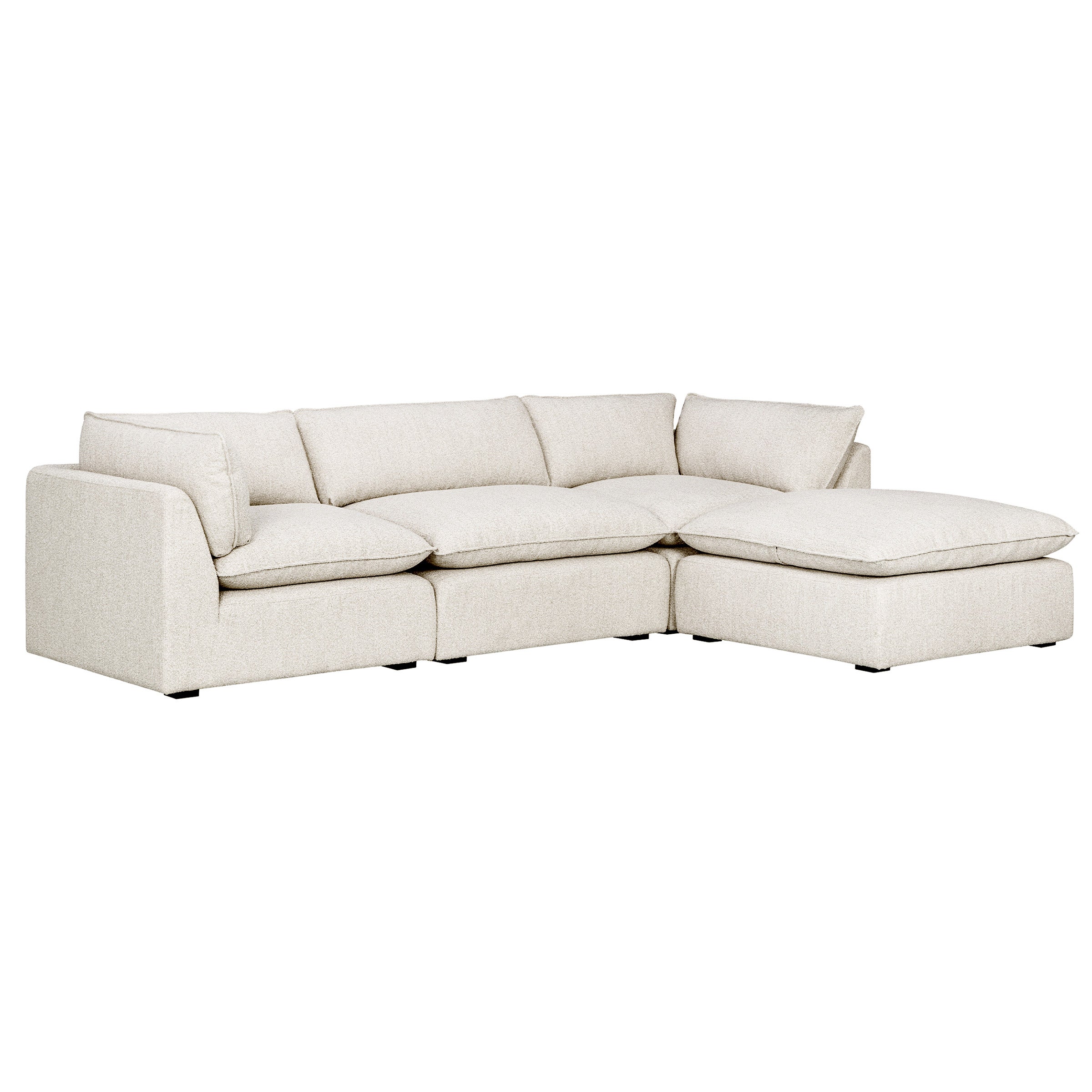 Luxe 4-piece Bouclé Fabric Modular Sectional with Luxury Cloud Seating