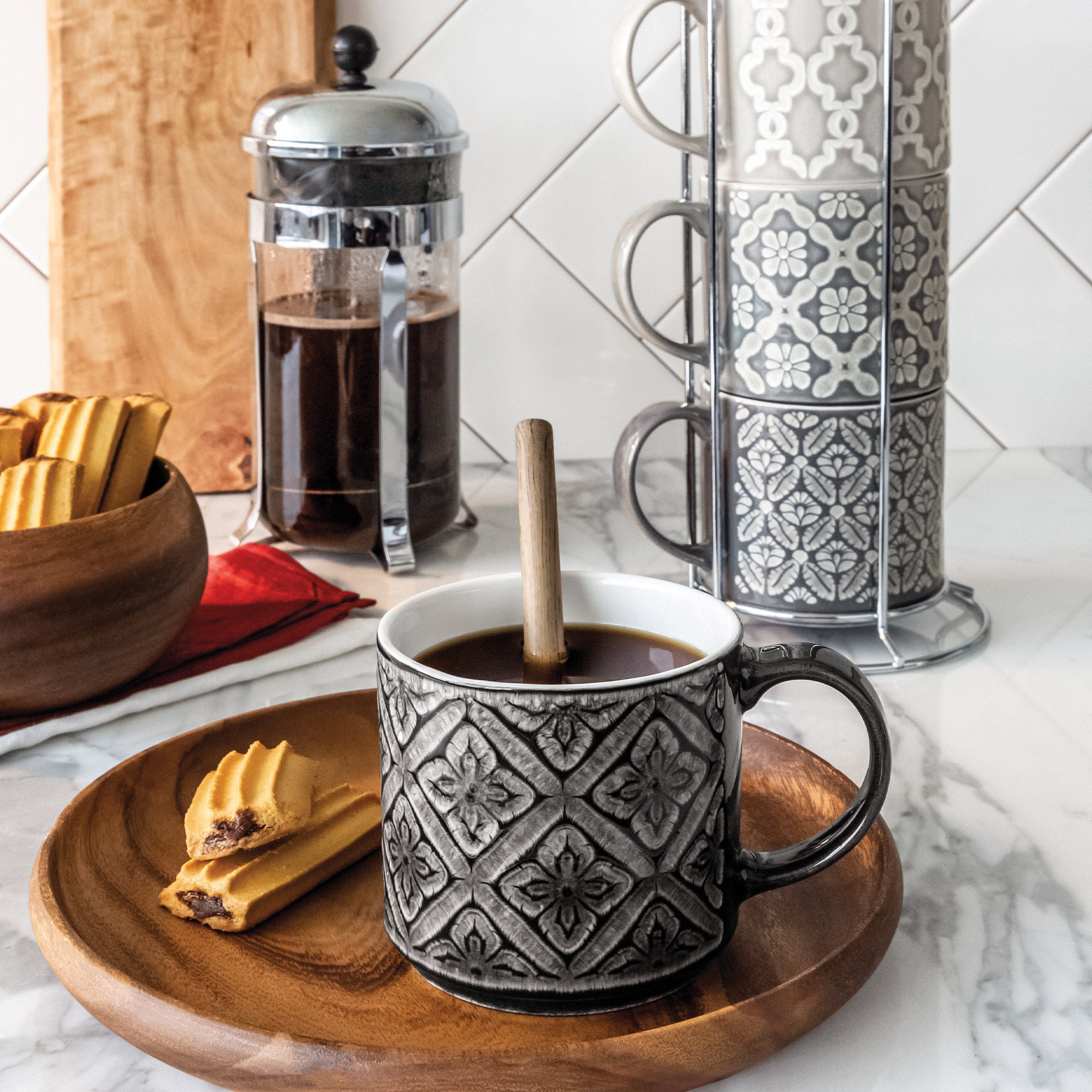 Overandback Stacking Mugs with Rack Set
