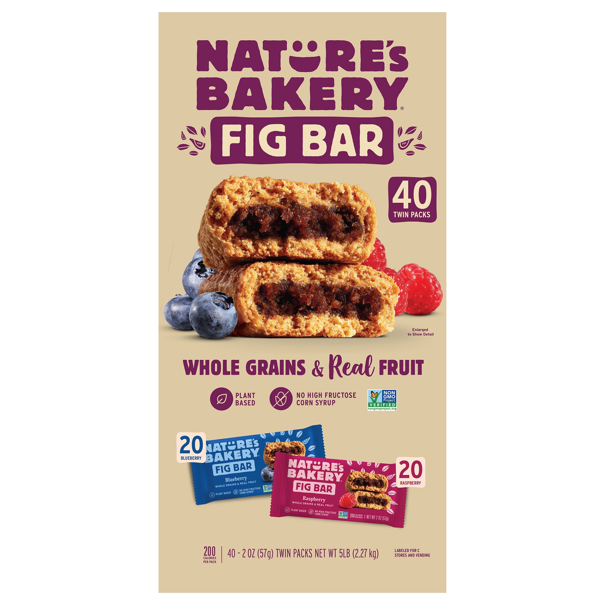 Nature's Bakery Fig Bar, Variety Pack, 2 oz, 40-count