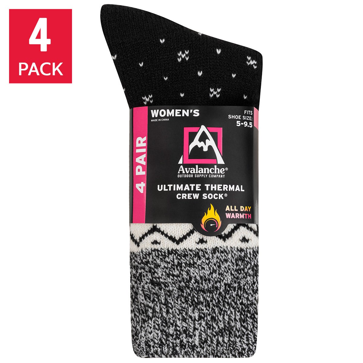 Avalanche Women’s Thermal Crew Sock, 4-pair