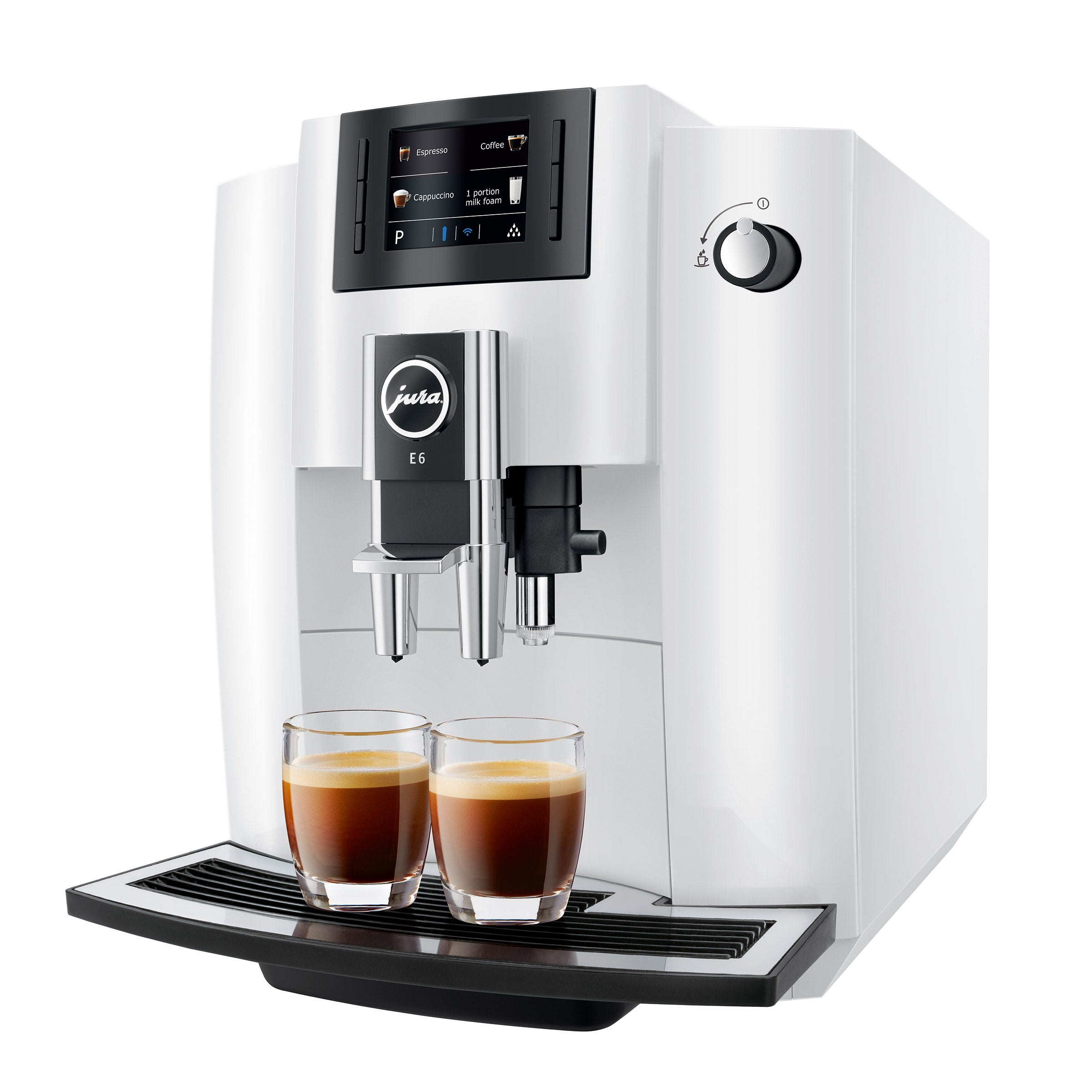 JURA E6 Automatic Coffee Machine, Piano White