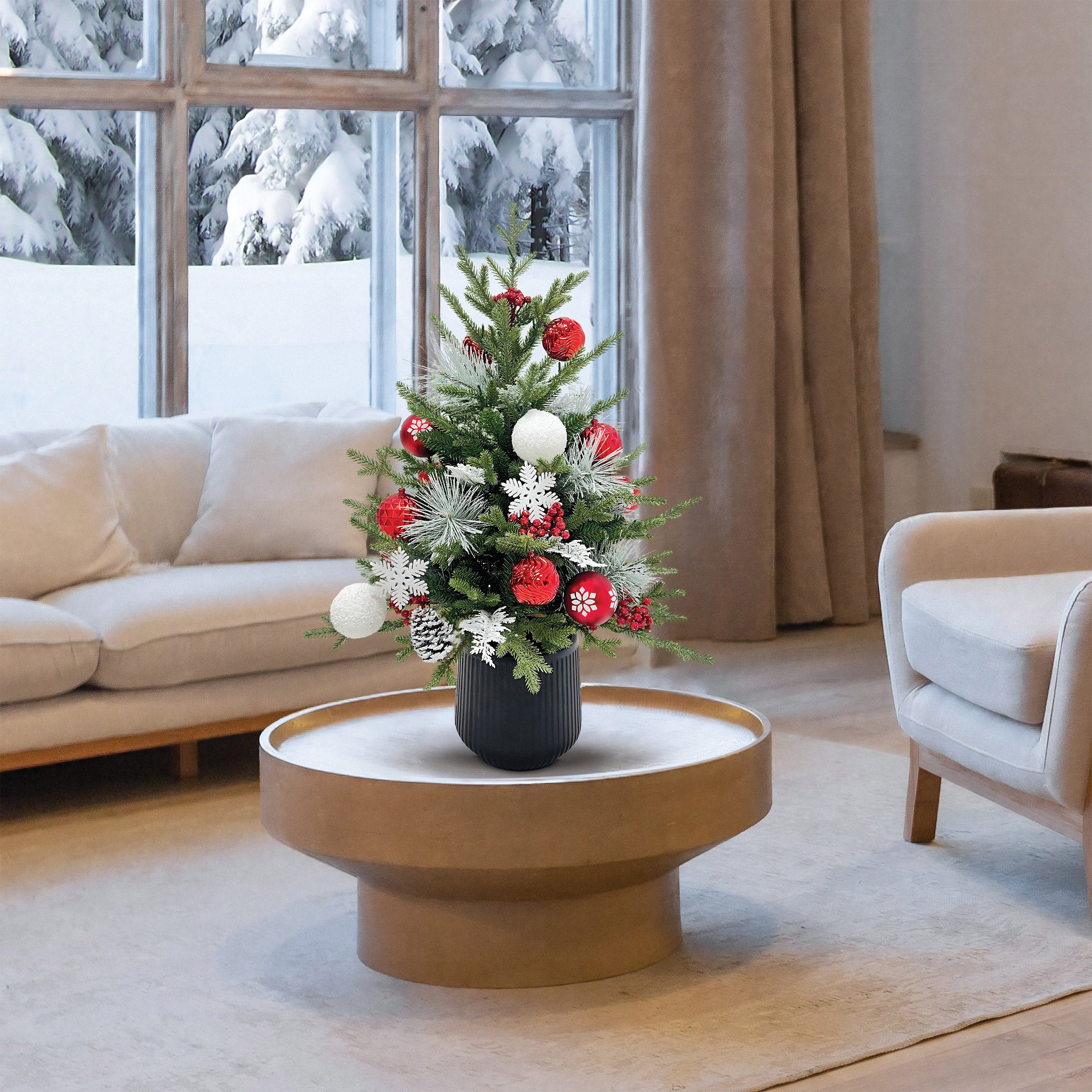 36" Pre-Lit LED with Twinkle Mixed Pine Decorated Artificial Tree