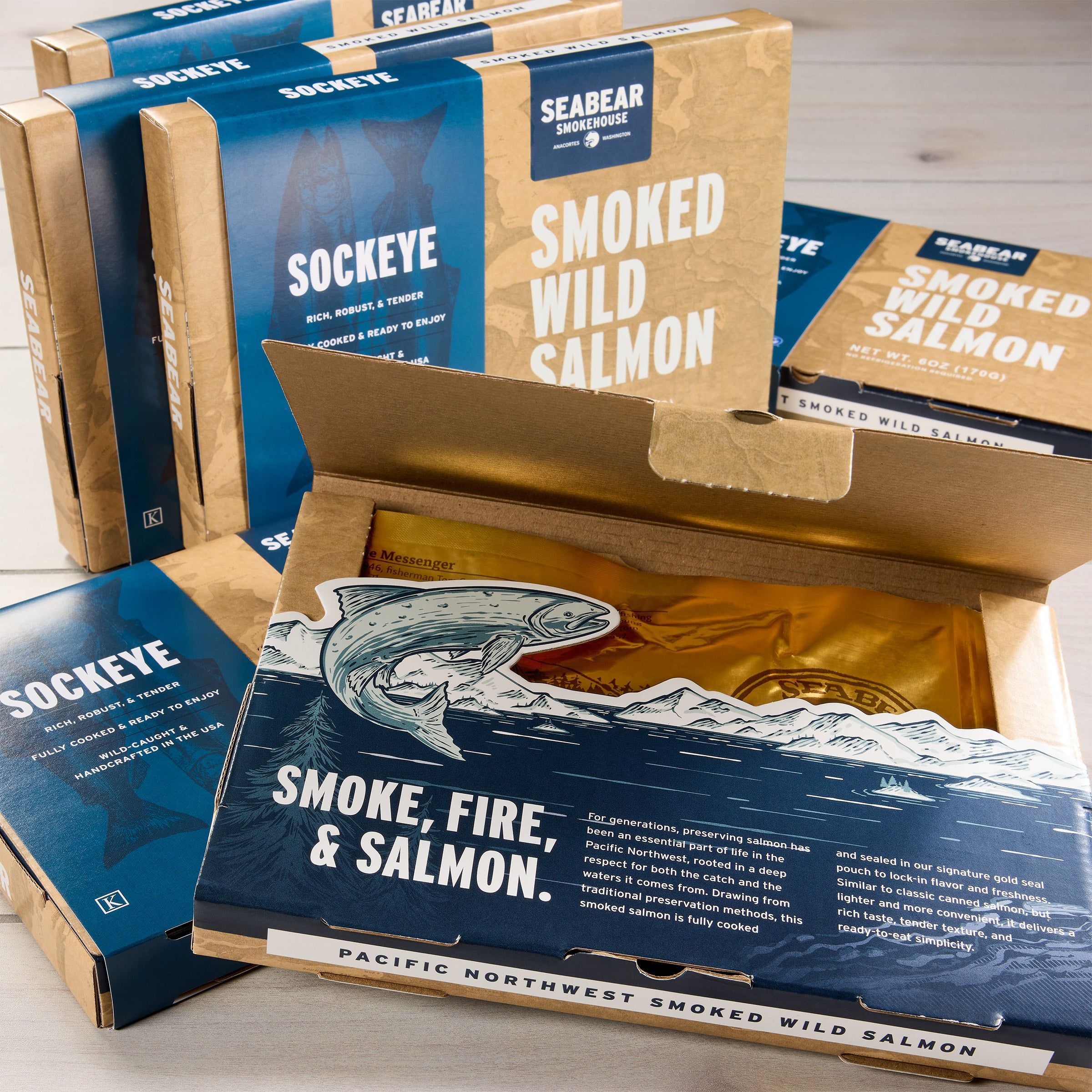 SeaBear Smoked Salmon Gift Boxes, 6 oz, 6-pack