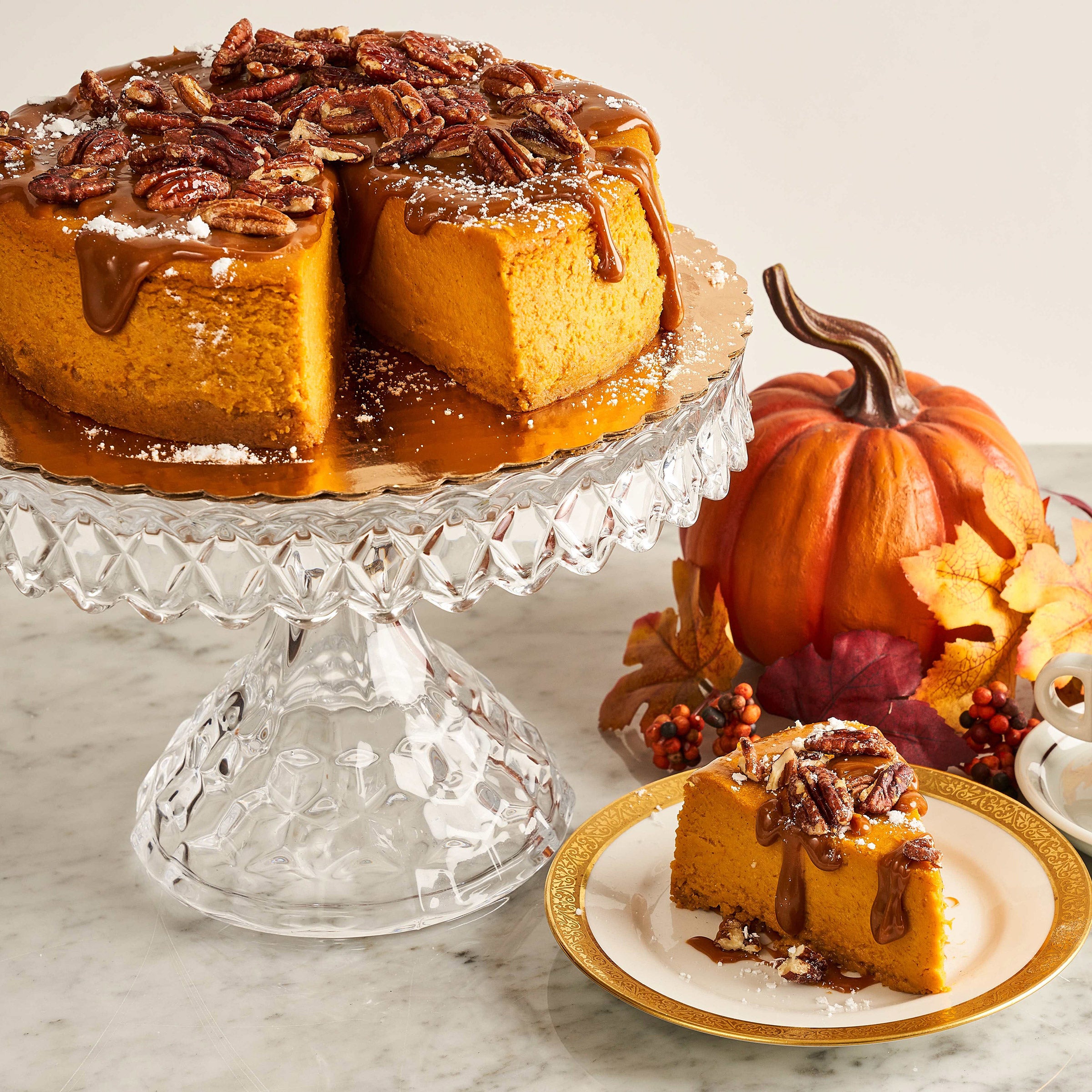Ferrara’s Bakery, 8 in. Pumpkin Cheesecake with Carmel and Pecan Topping 2-pack