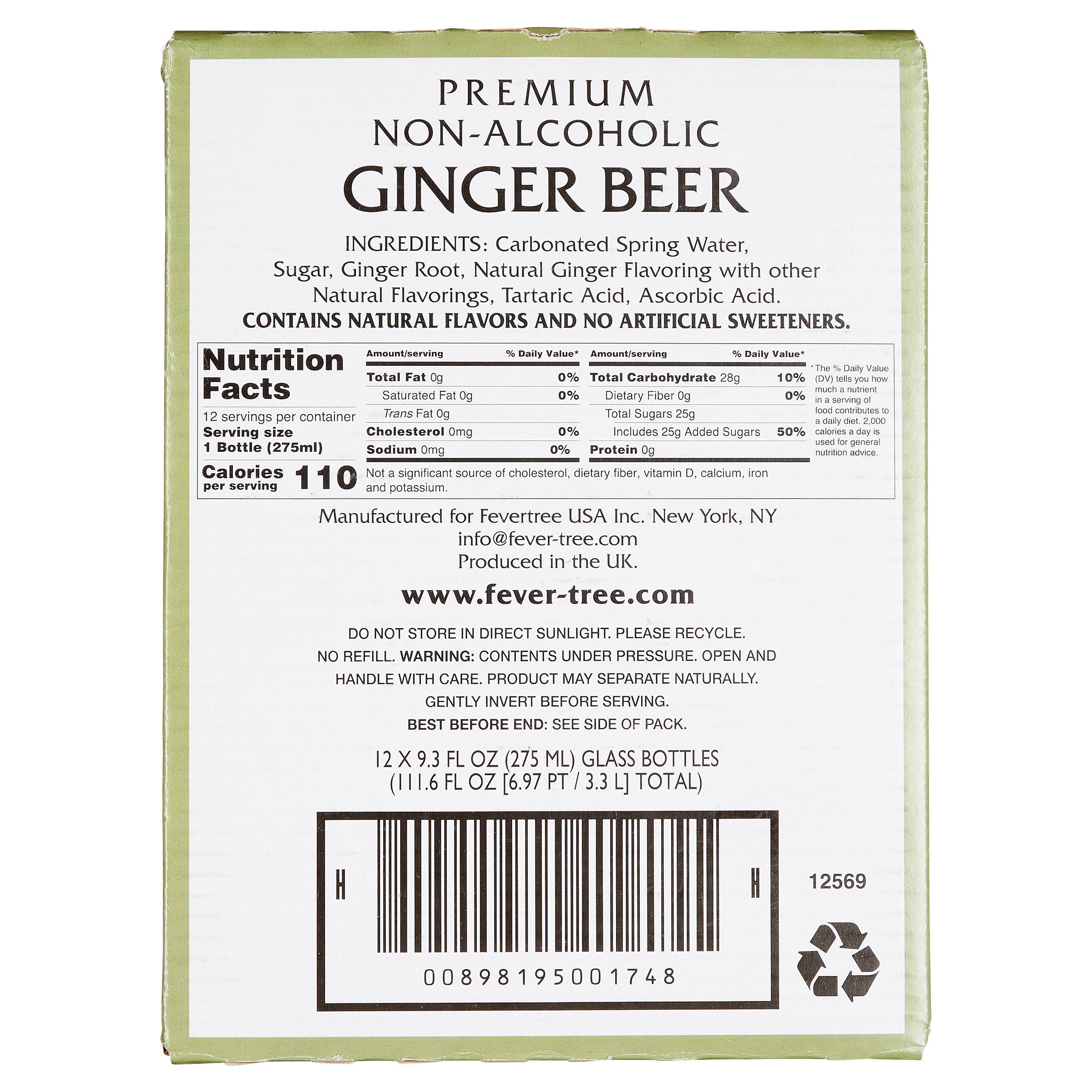Fever Tree Ginger Beer, 9.3 fl oz, 12-count