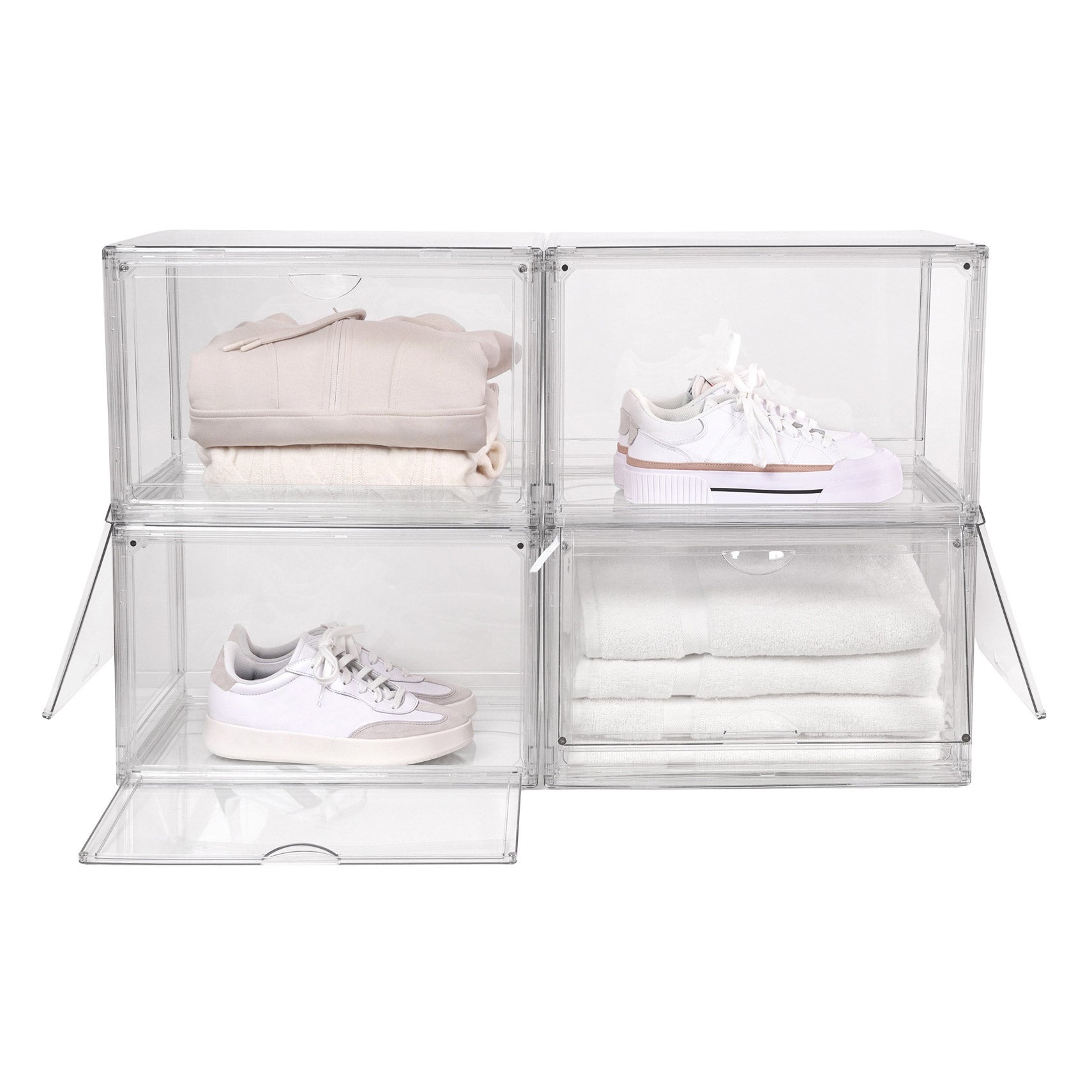 Clear Stackable Shoebox & Organizer, 4-pack