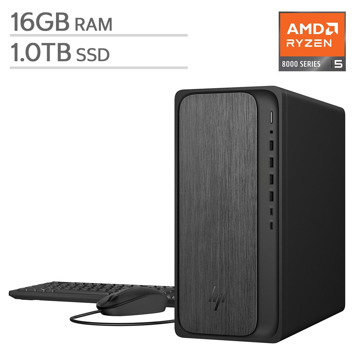 HP OmniDesk Desktop Tower - AMD Ryzen 5 8500G - 16GB Memory - 1TB SSD - Windows 11 Home