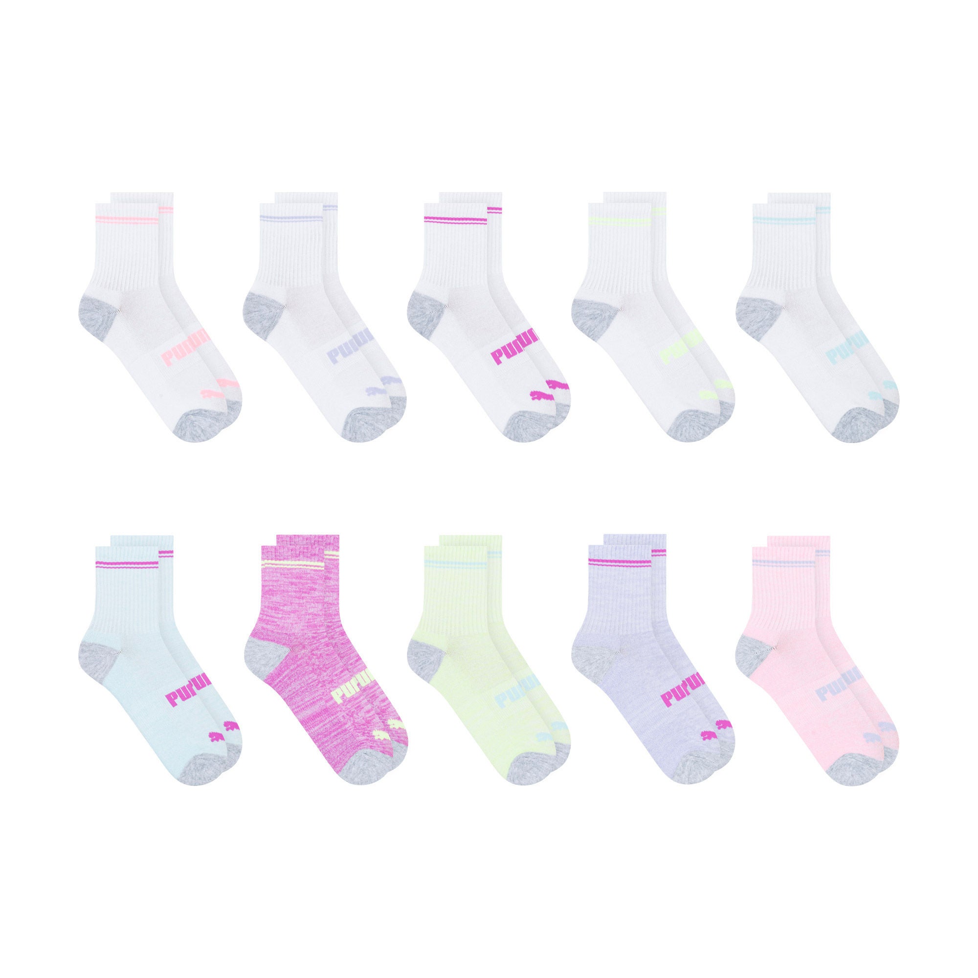 PUMA Kids' Low Crew Socks, 20-pair