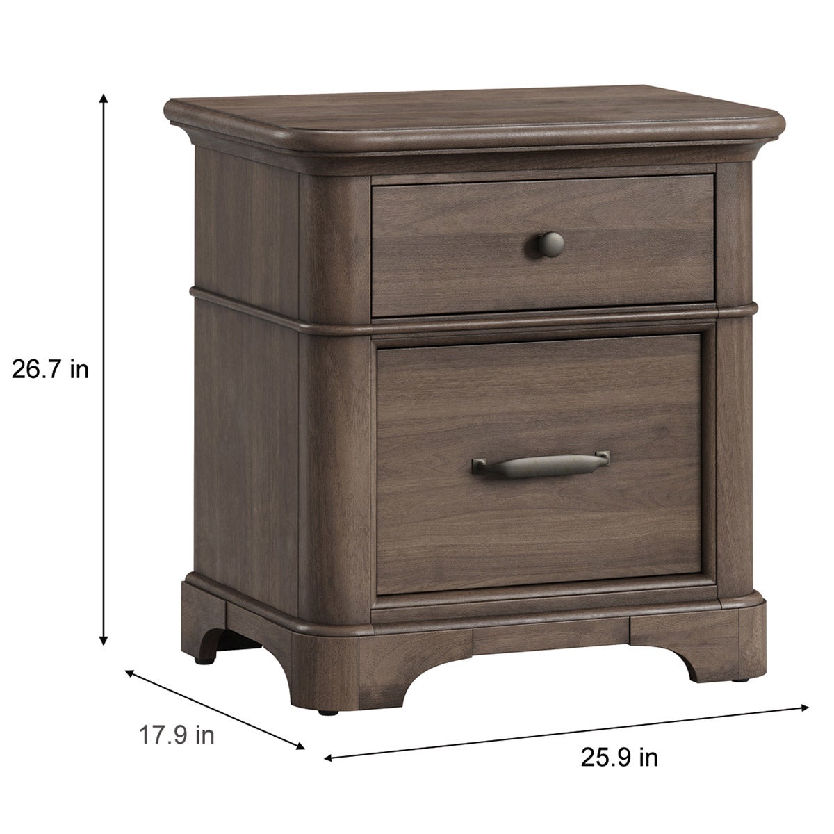 Alki Cove 2-Drawer Nightstand, Medium Brown