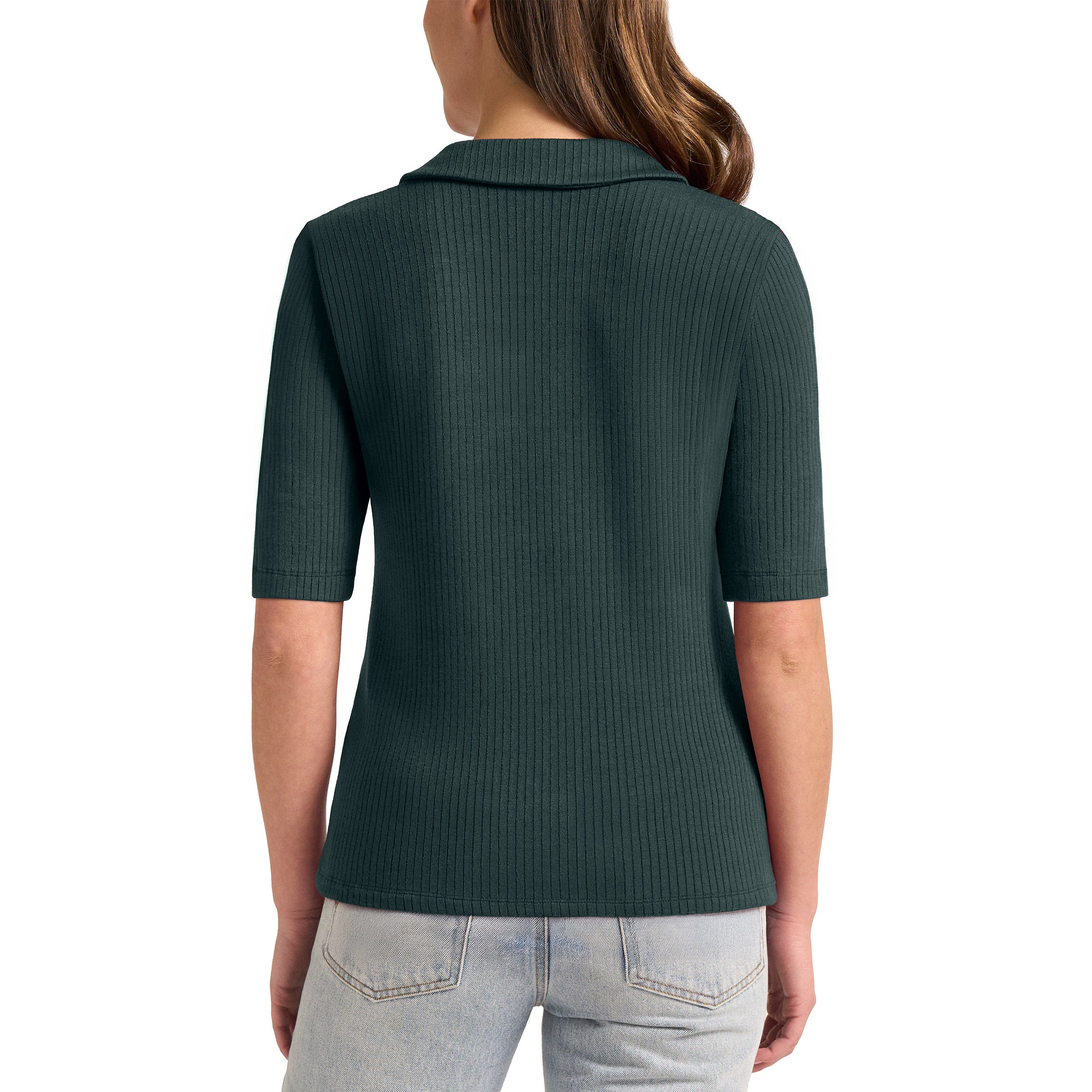 Matty M Women's Ribbed Button Front Top