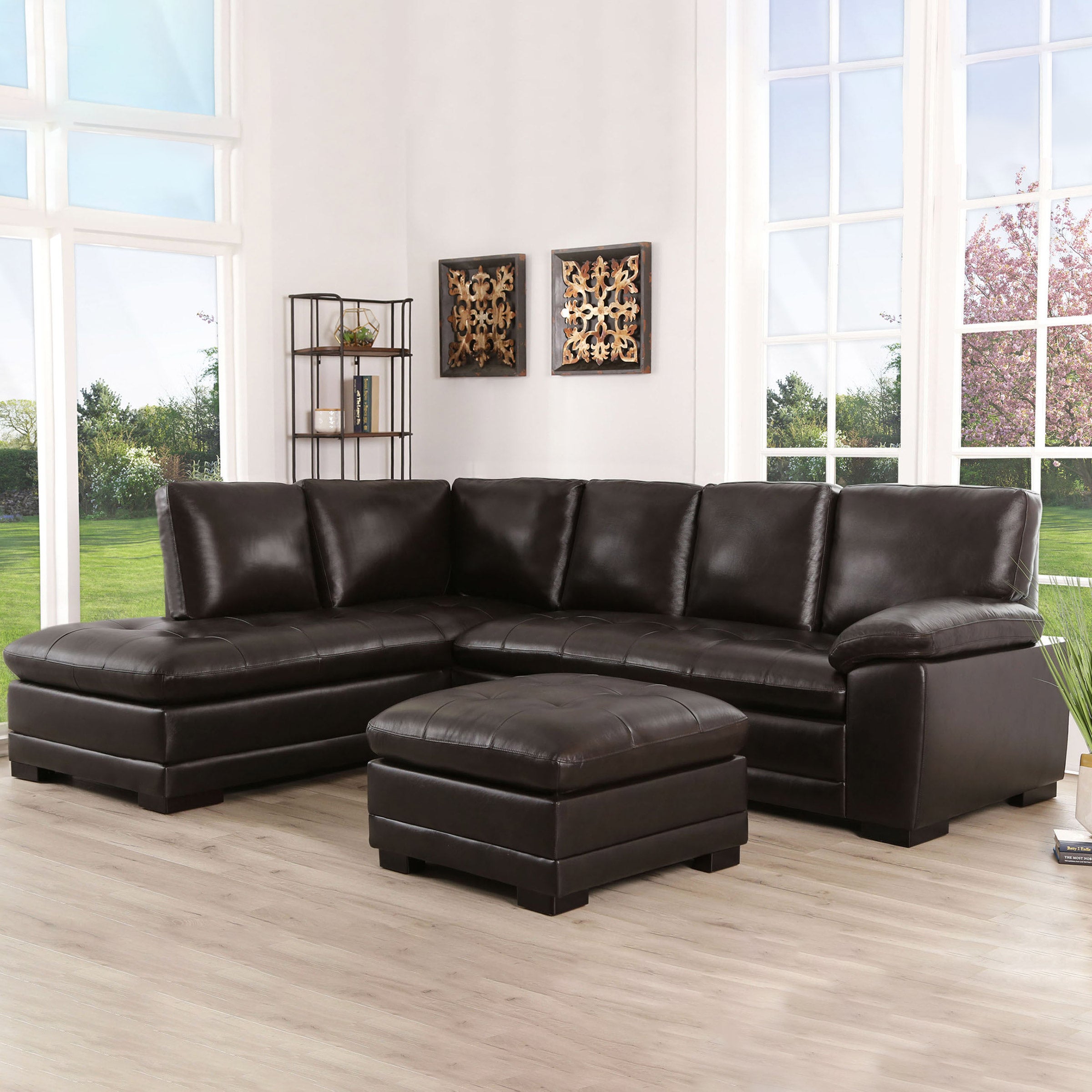Markham Leather Sectional with Ottoman