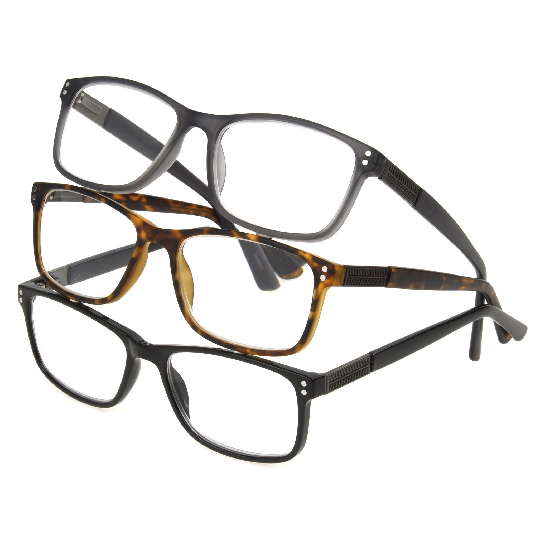Design Optics by Foster Grant Brody Full Rim Plastic Reading Glasses, 3-pack