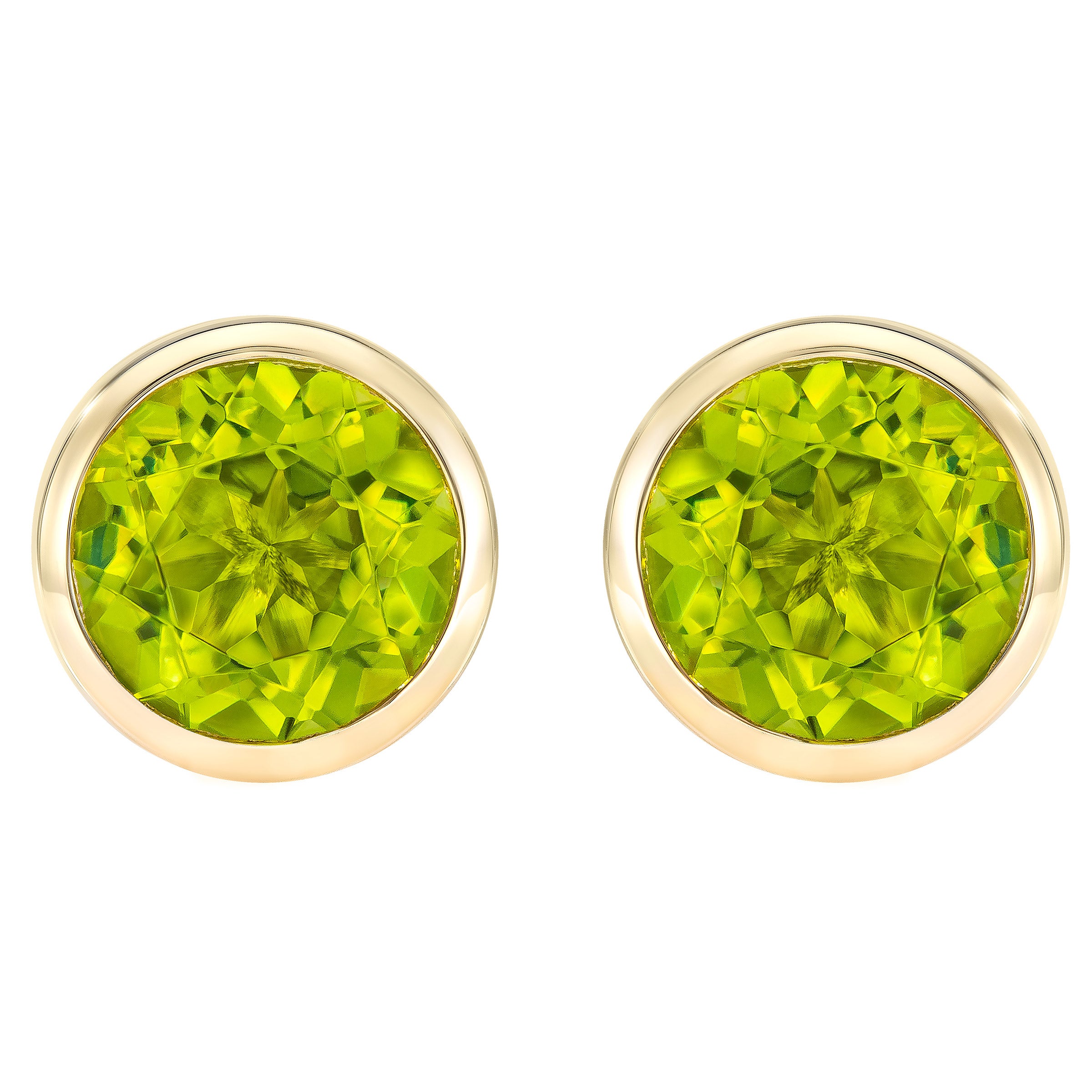 Gemstone 14kt Gold Bezel Stud Earrings