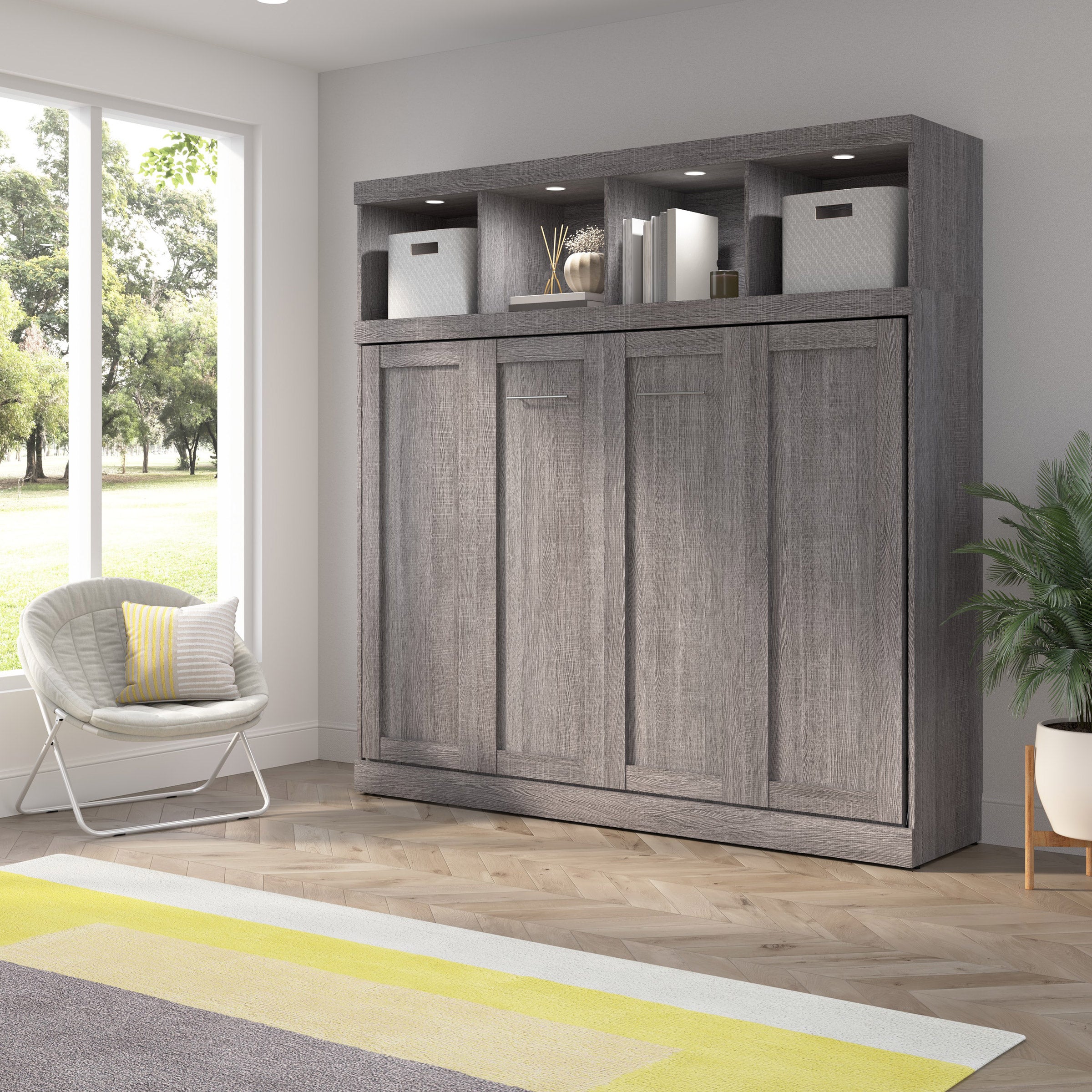 Oasis Horizontal Murphy Bed with Overhead Storage, Queen Size