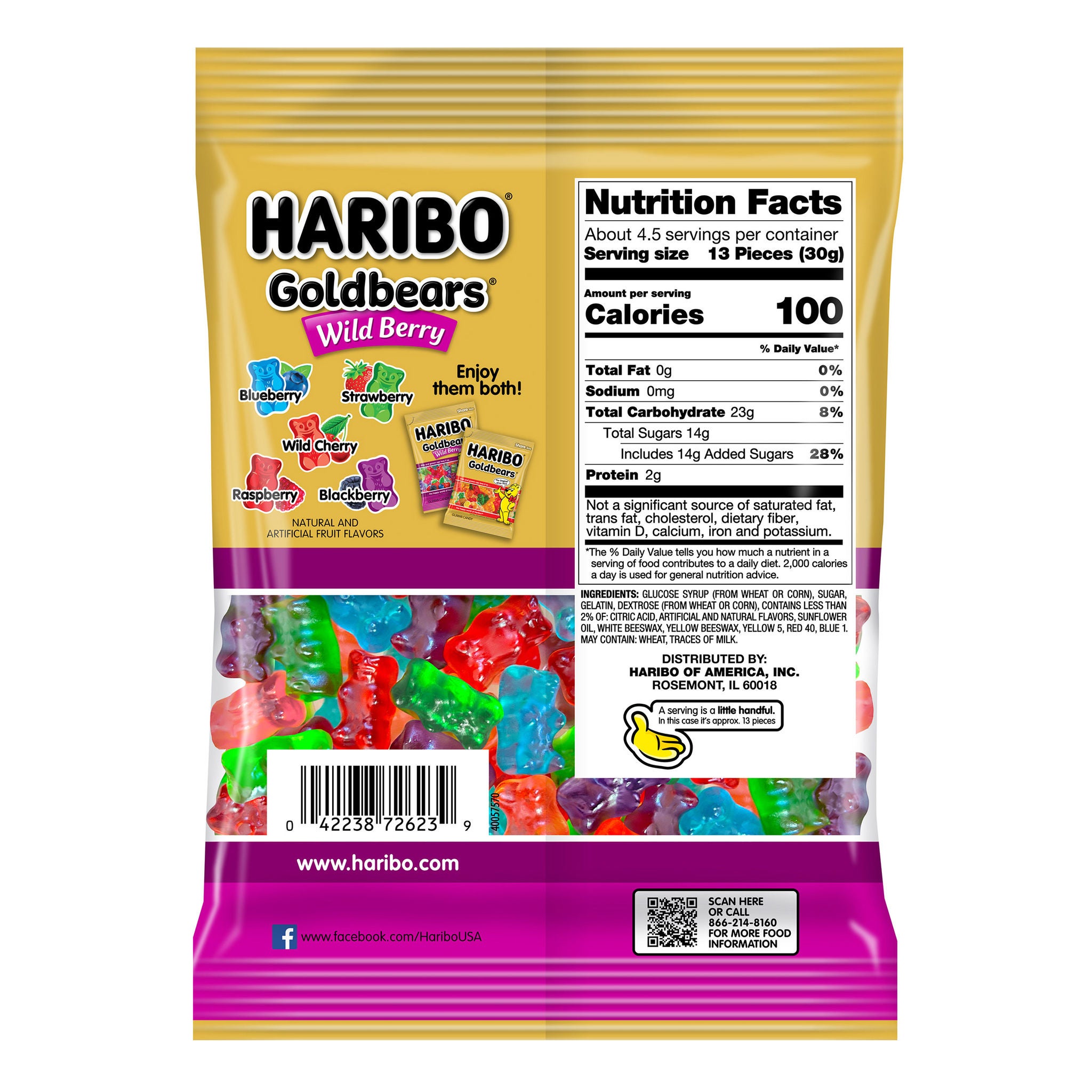 Haribo Goldbears Wild Berry, 5 oz, 12-count