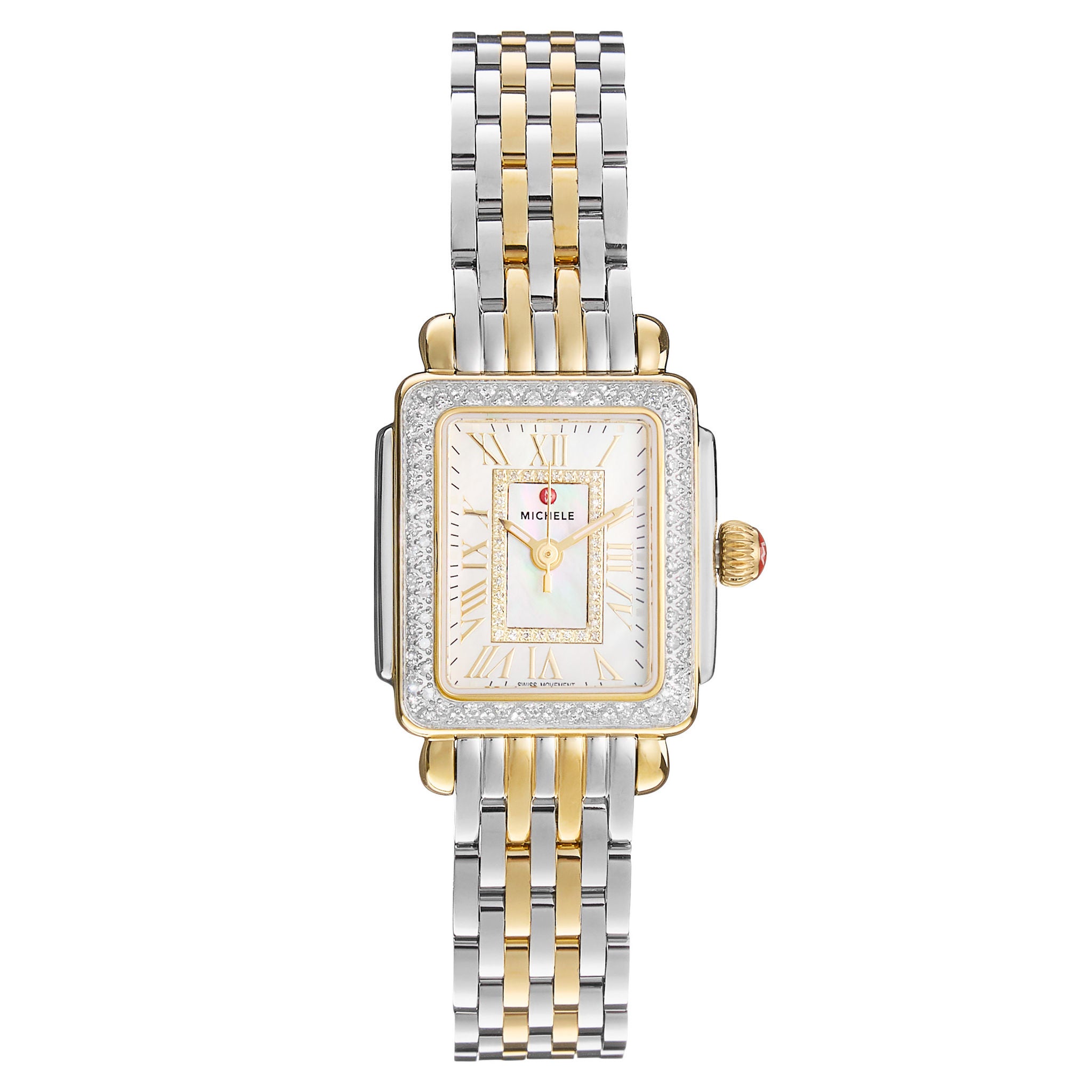 Michele Deco Madison Mini 18K Two-Tone White Dial Quartz Watch, 24mm