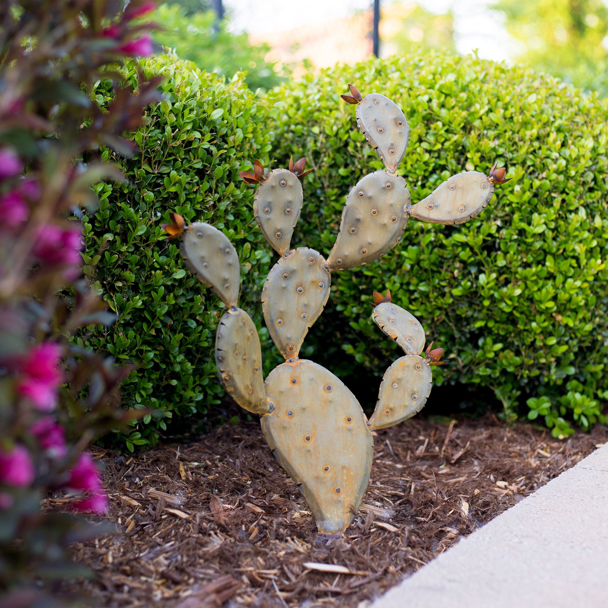 Prickly Pear Cactus Sculpture by Desert Steel