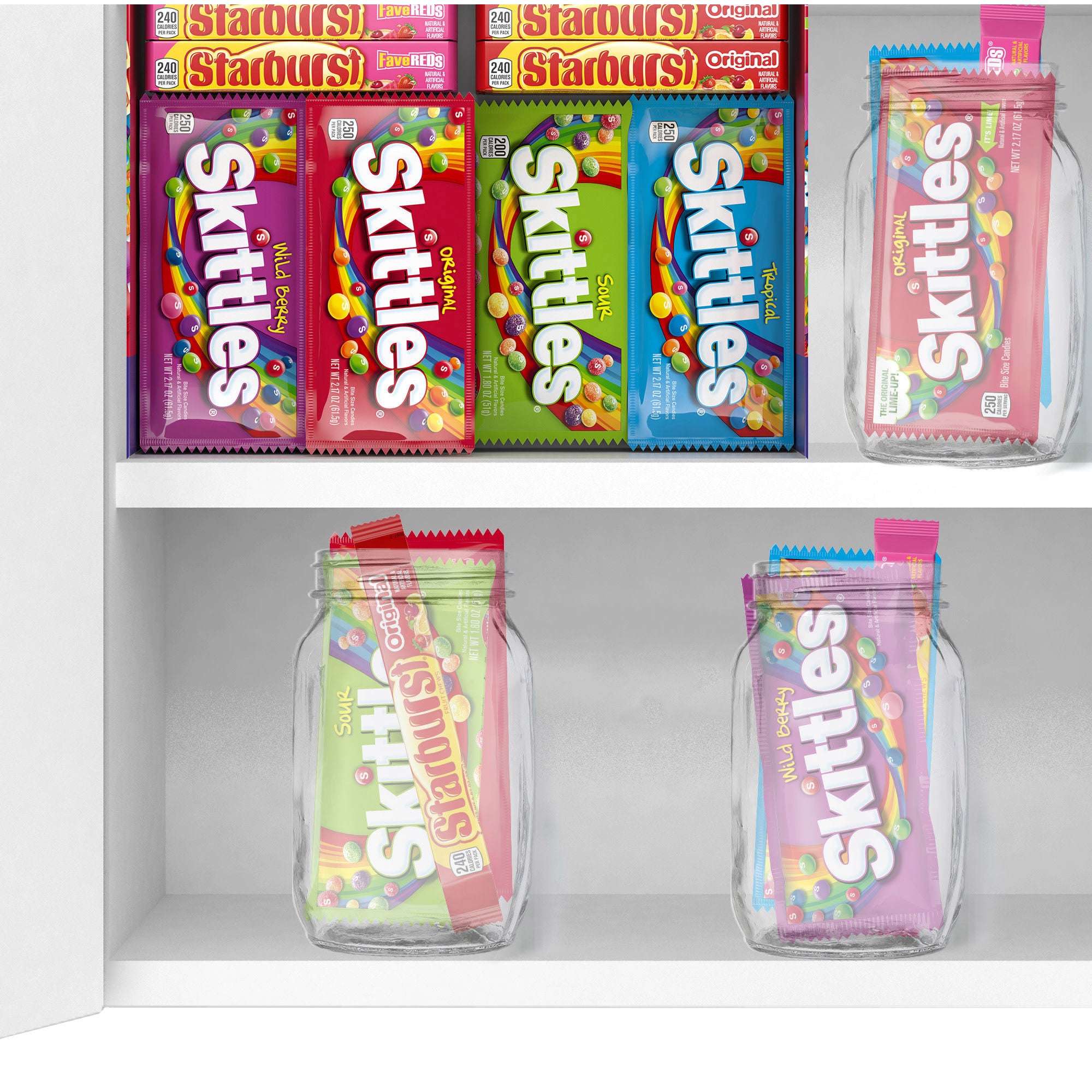 Skittles and Starburst Chewy Candy, Variety Pack, Full Size, 30-count