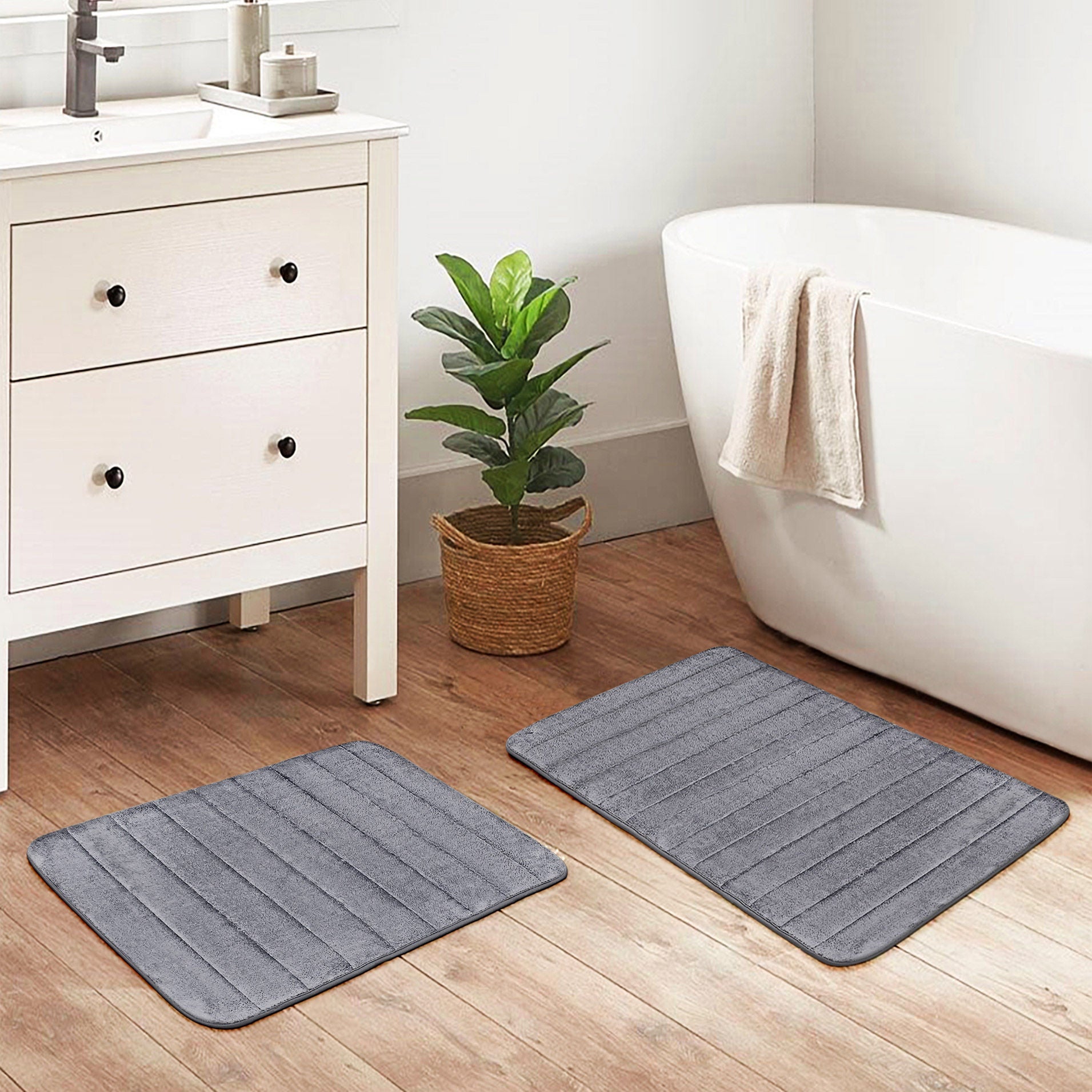 Channel Stitch Memory Foam Bath Mat, 2-pack