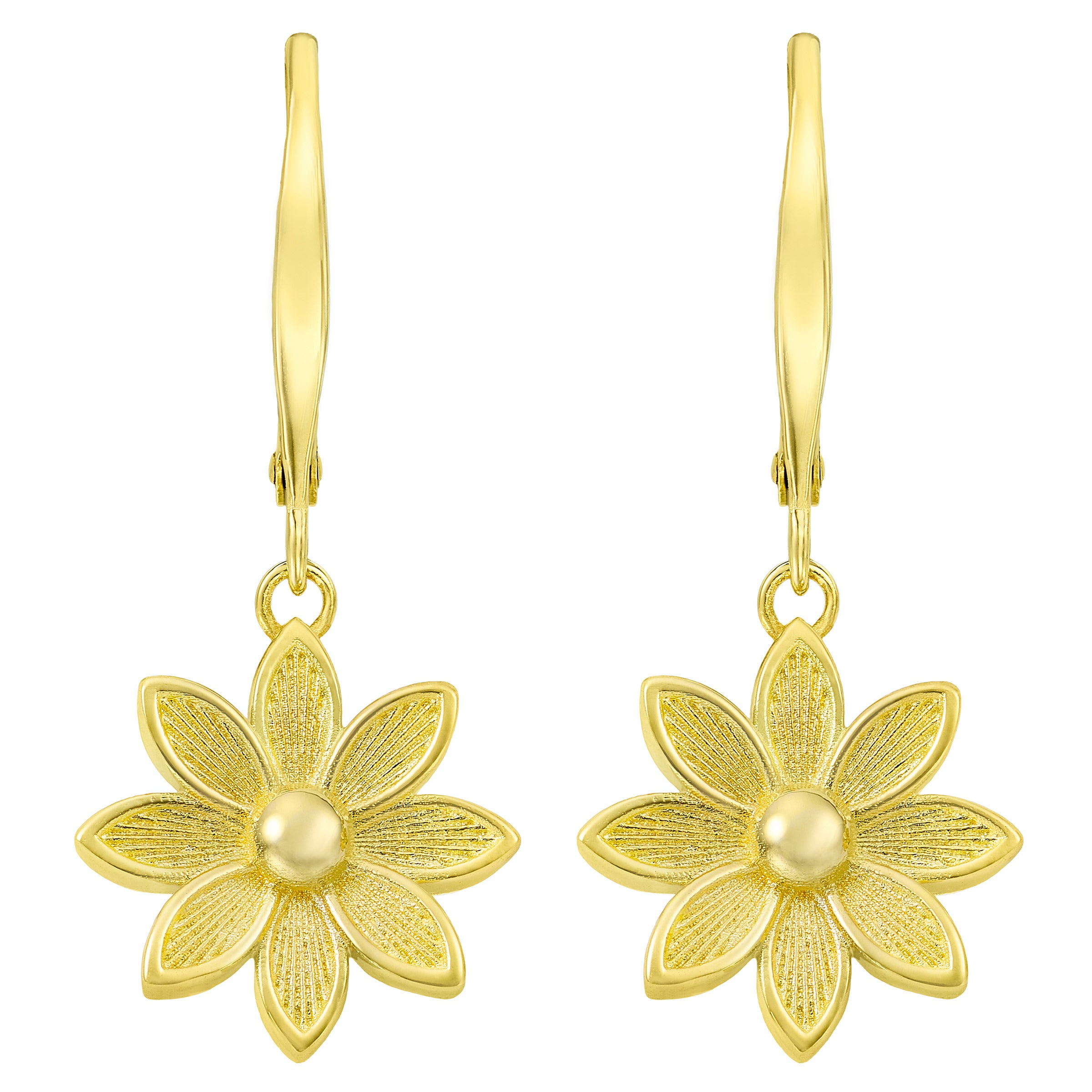 14kt Yellow Gold Flower Dangle Earrings