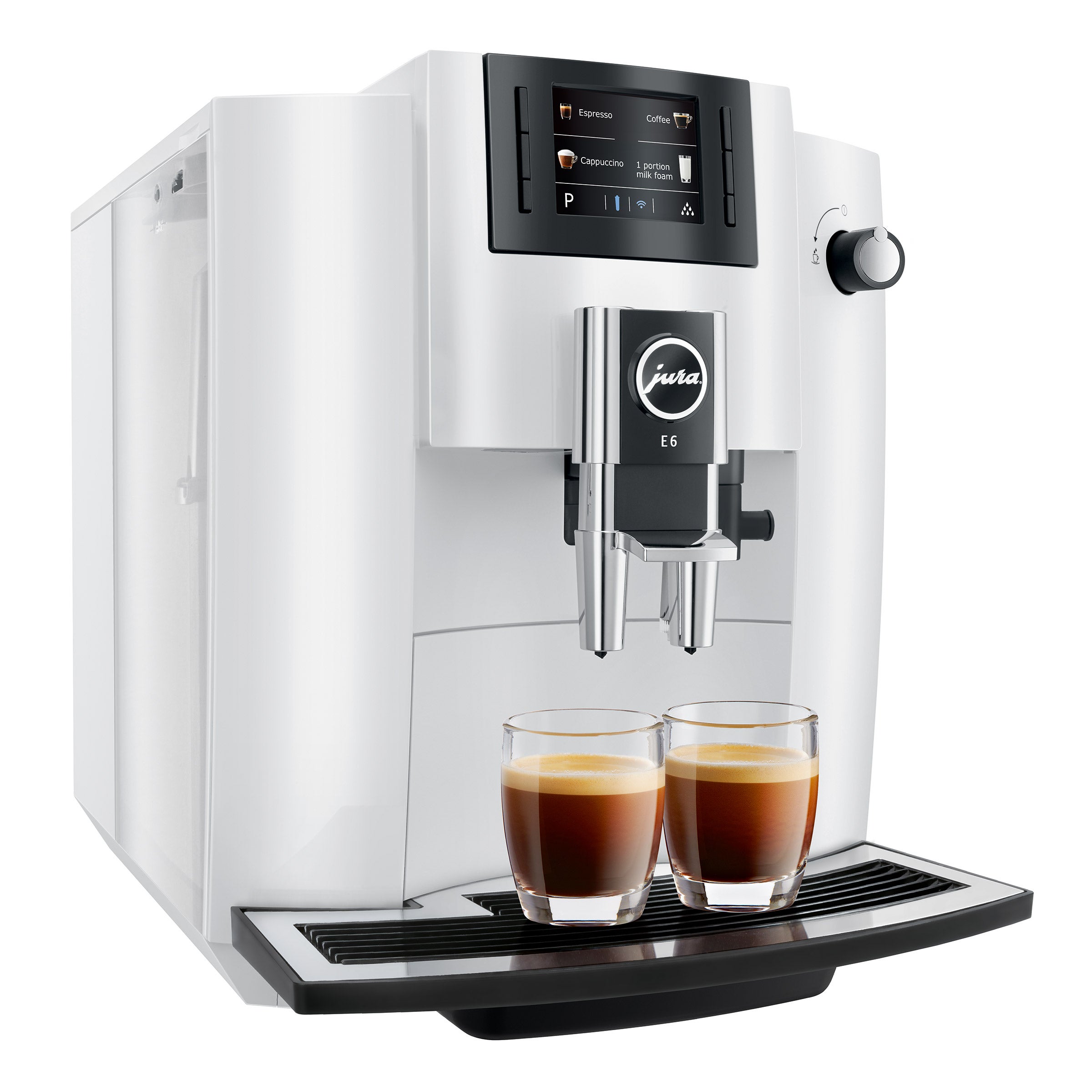 JURA E6 Automatic Coffee Machine, Piano White