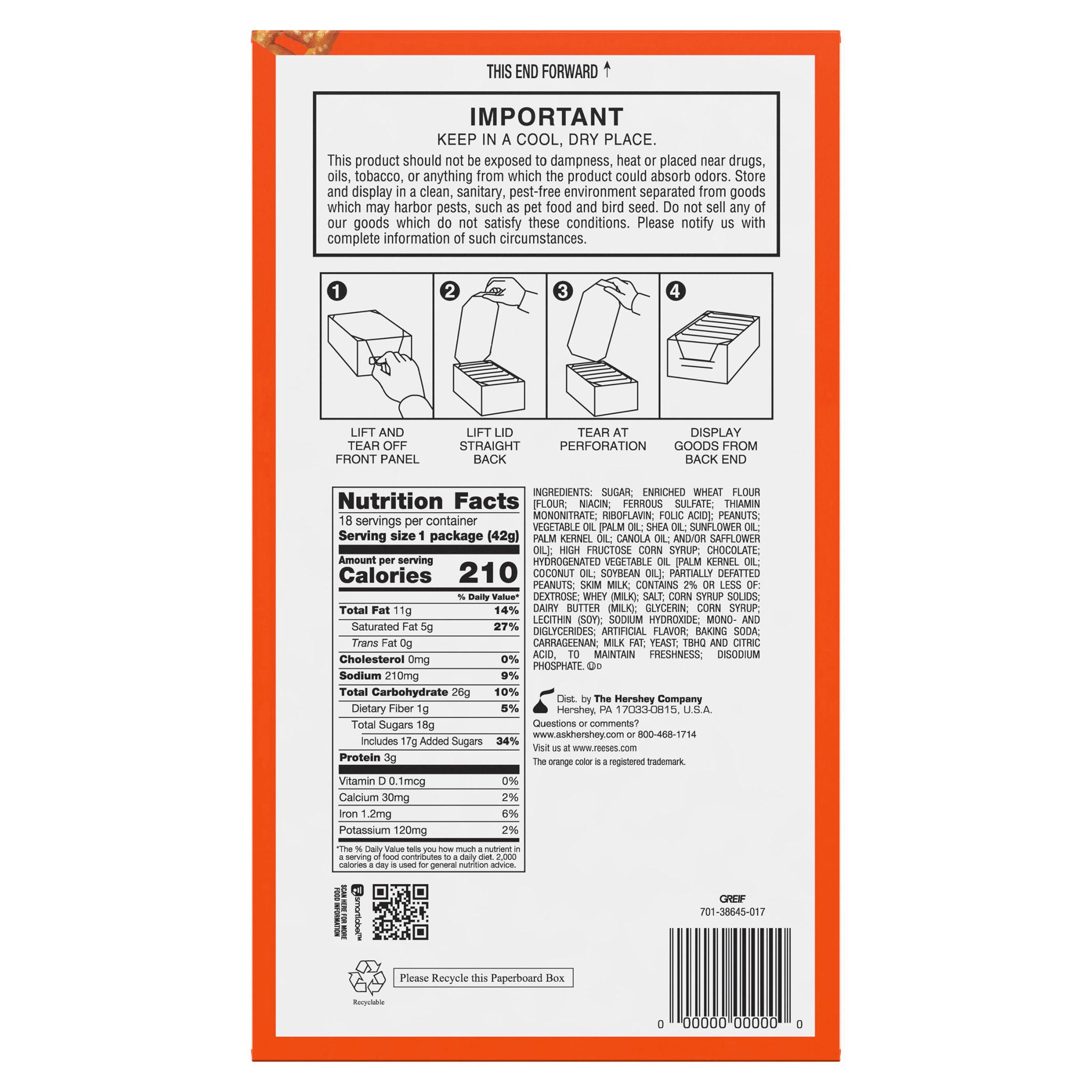Reese's Take 5 Candy Bar, 1.5 oz, 18-count