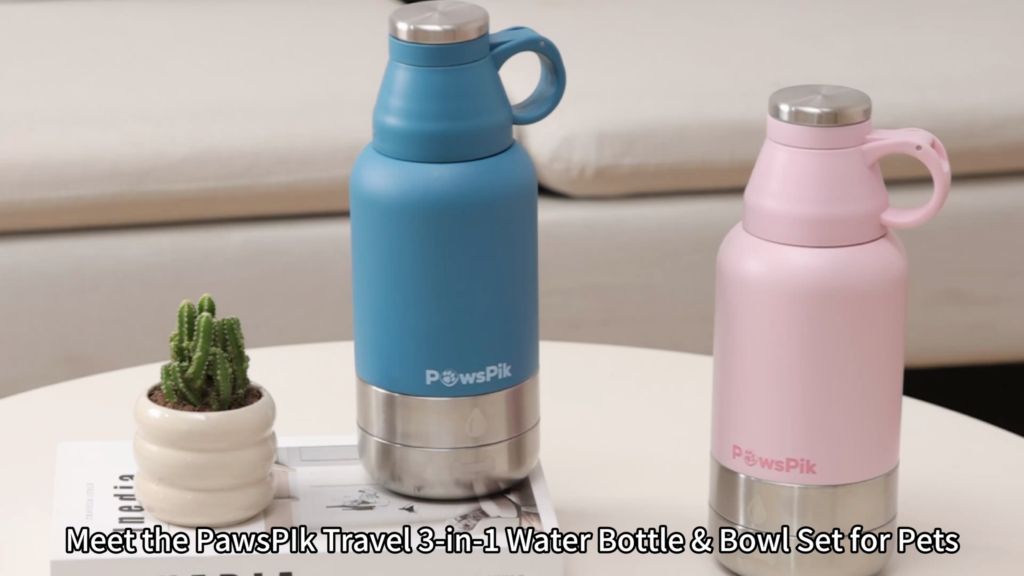 PawsPik Travel 3-in-1 Dog Water Bottle & Bowl with Travel Carrier