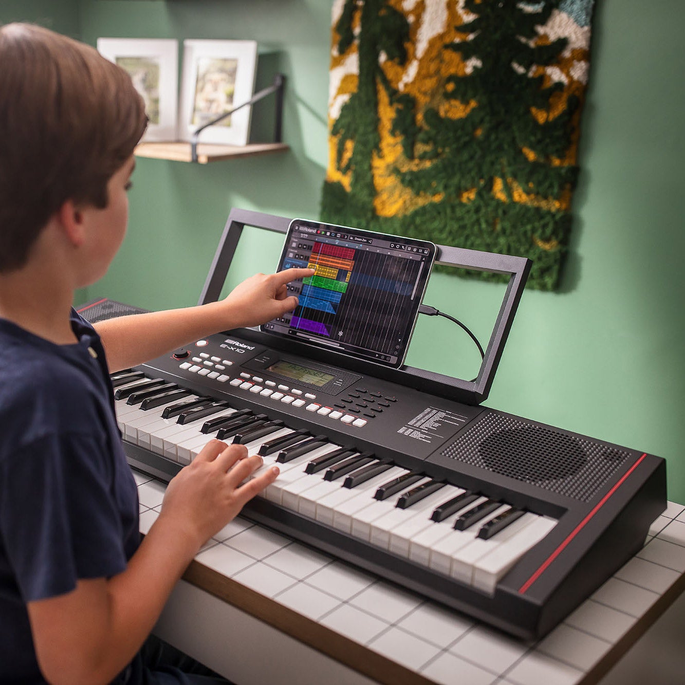 Roland E-X10 Arranger Keyboard with Music Rest and Power Adapter