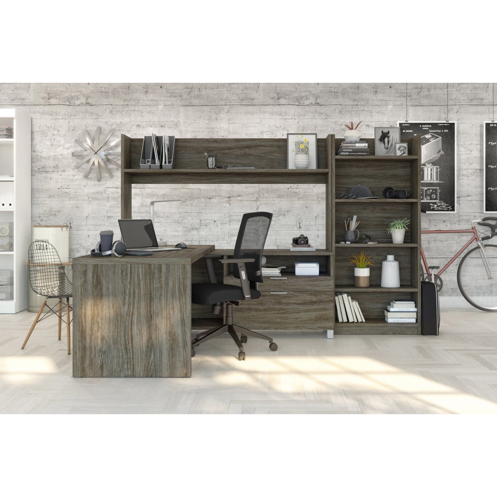 Columbia L-Shape Desk with Bookcase