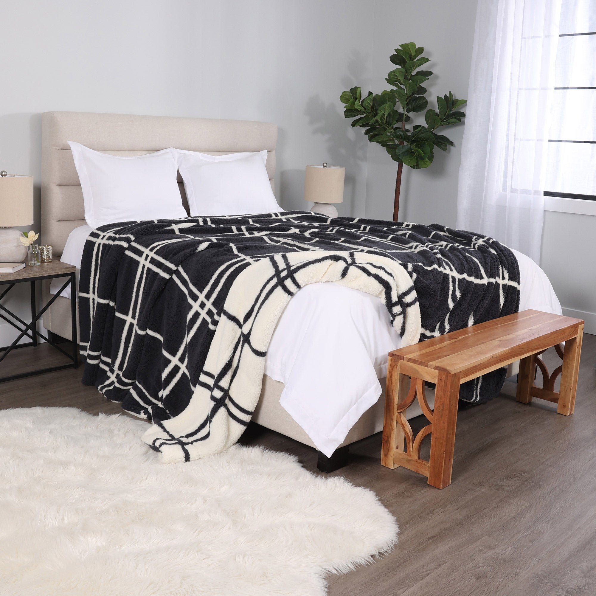 Life Comfort Reversible Sherpa Fleece Blanket