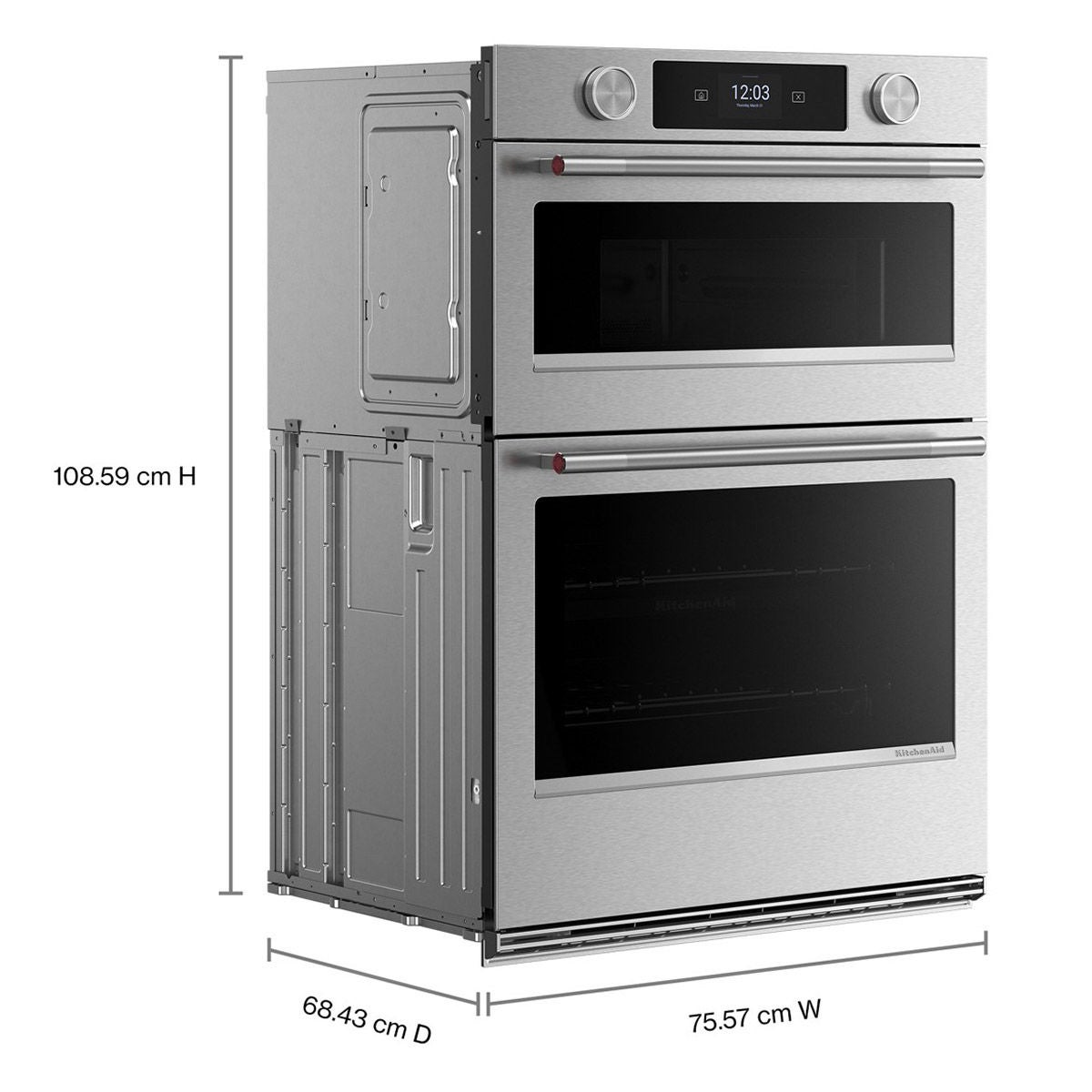 KitchenAid 1.4 cu. ft. Upper and 5.0 cu. ft. Lower Capacity Combination Microwave Wall Oven with Assisted Cooking Modes