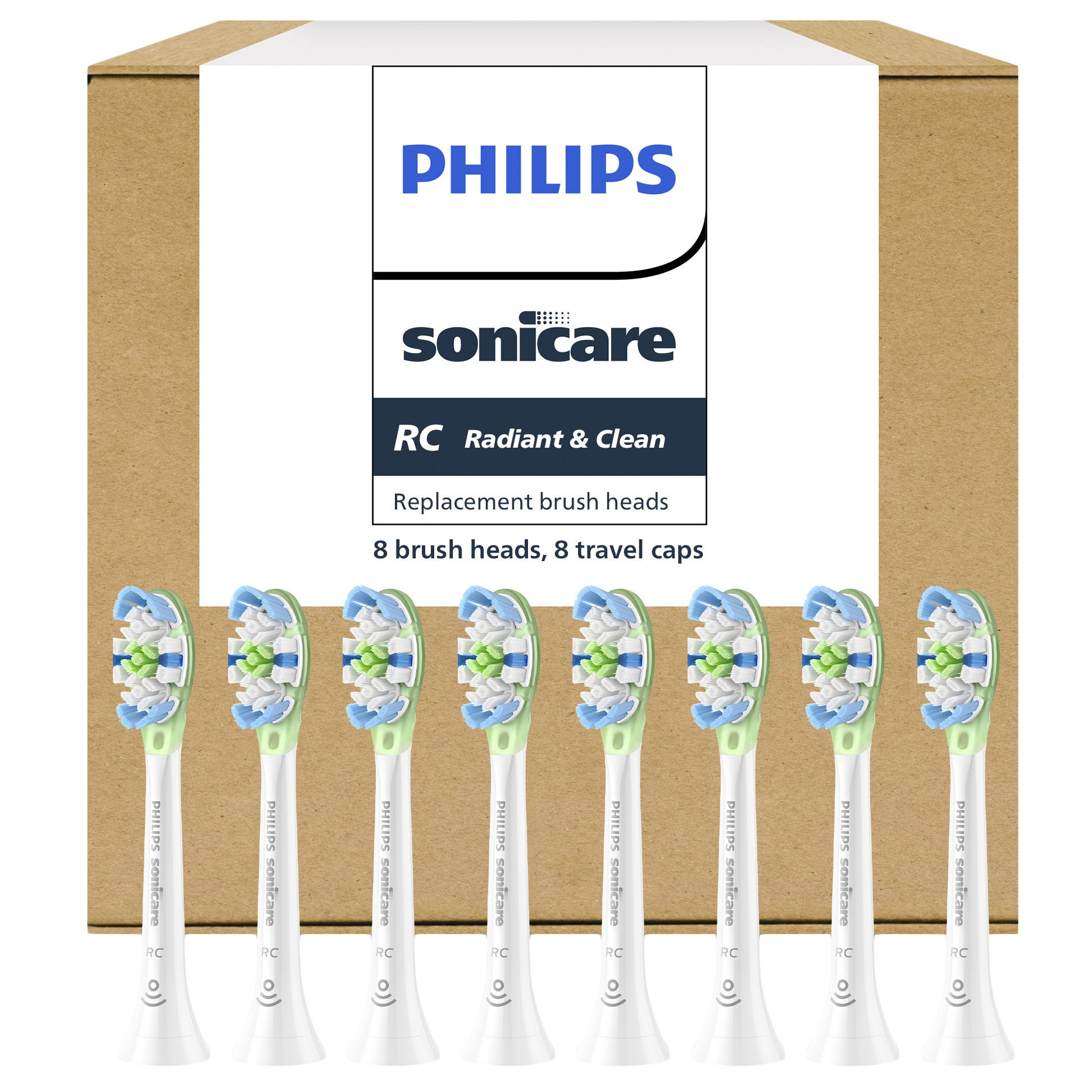 Philips Sonicare RC Radiant & Clean All-In-One Replacement Electric Toothbrush Heads, Soft Bristle, 8-pack