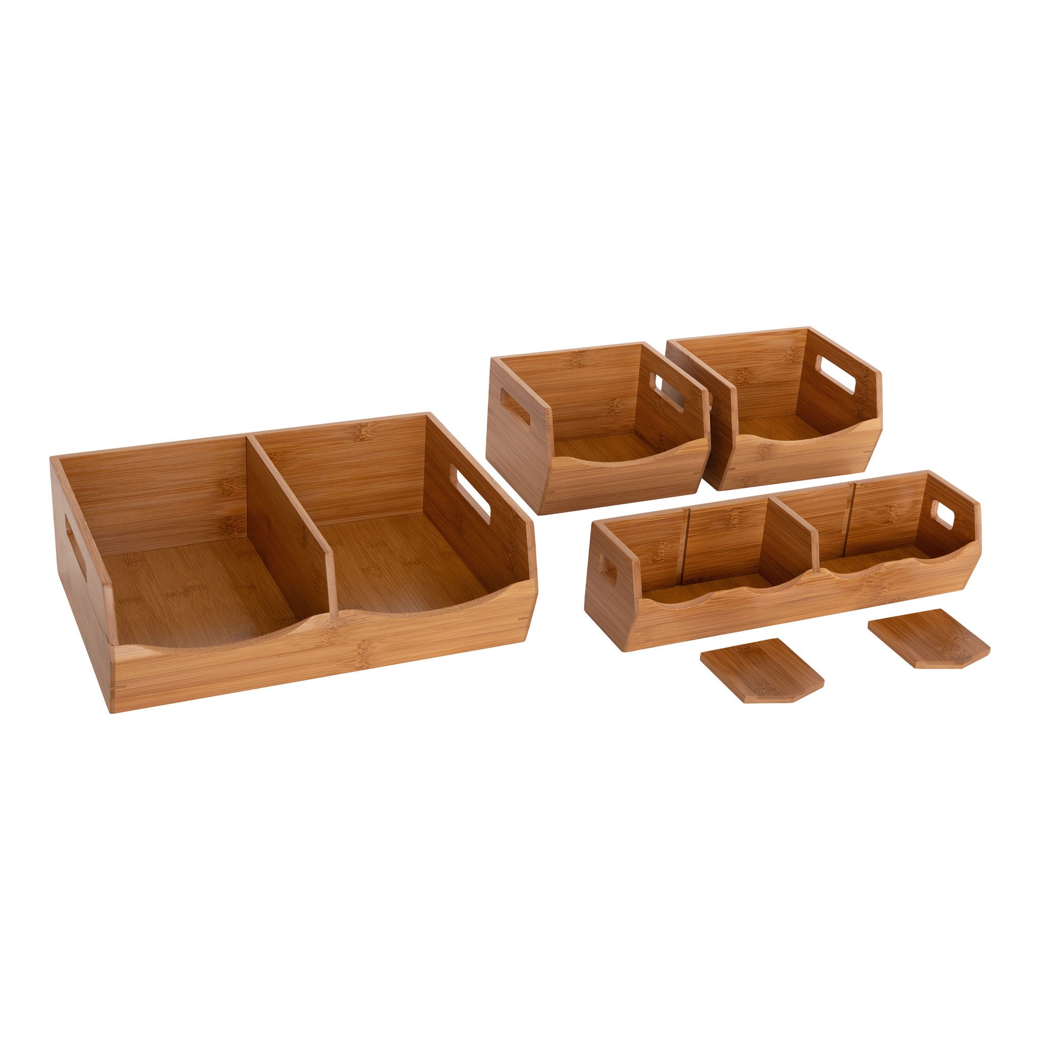 Seville Bamboo Stackable Bin Organizer, 4-piece