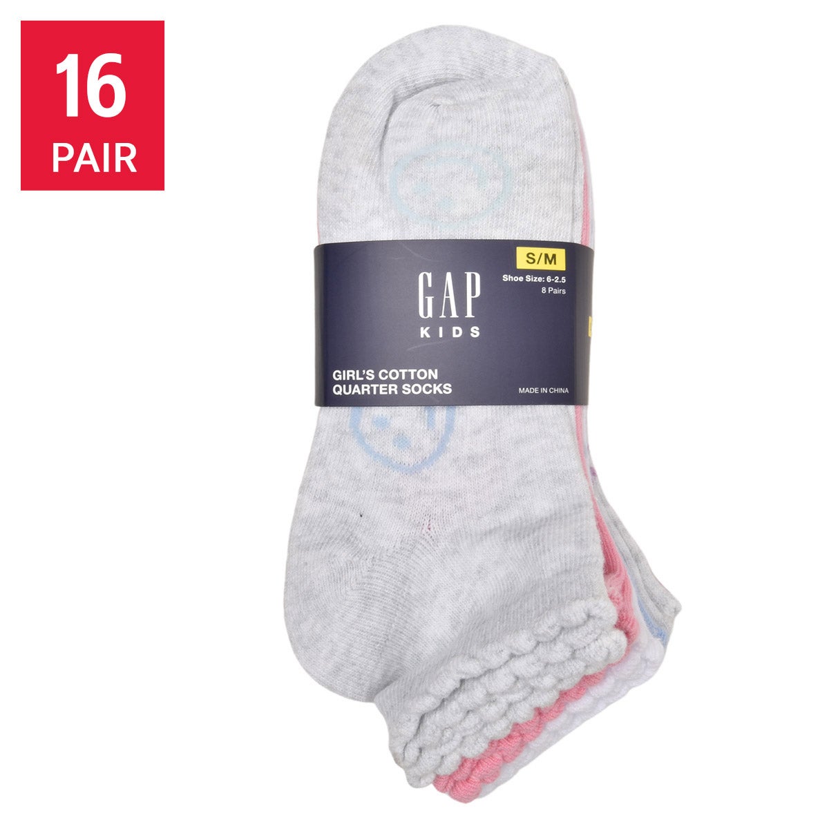 Gap Kids' Quarter Sock, 16-pair