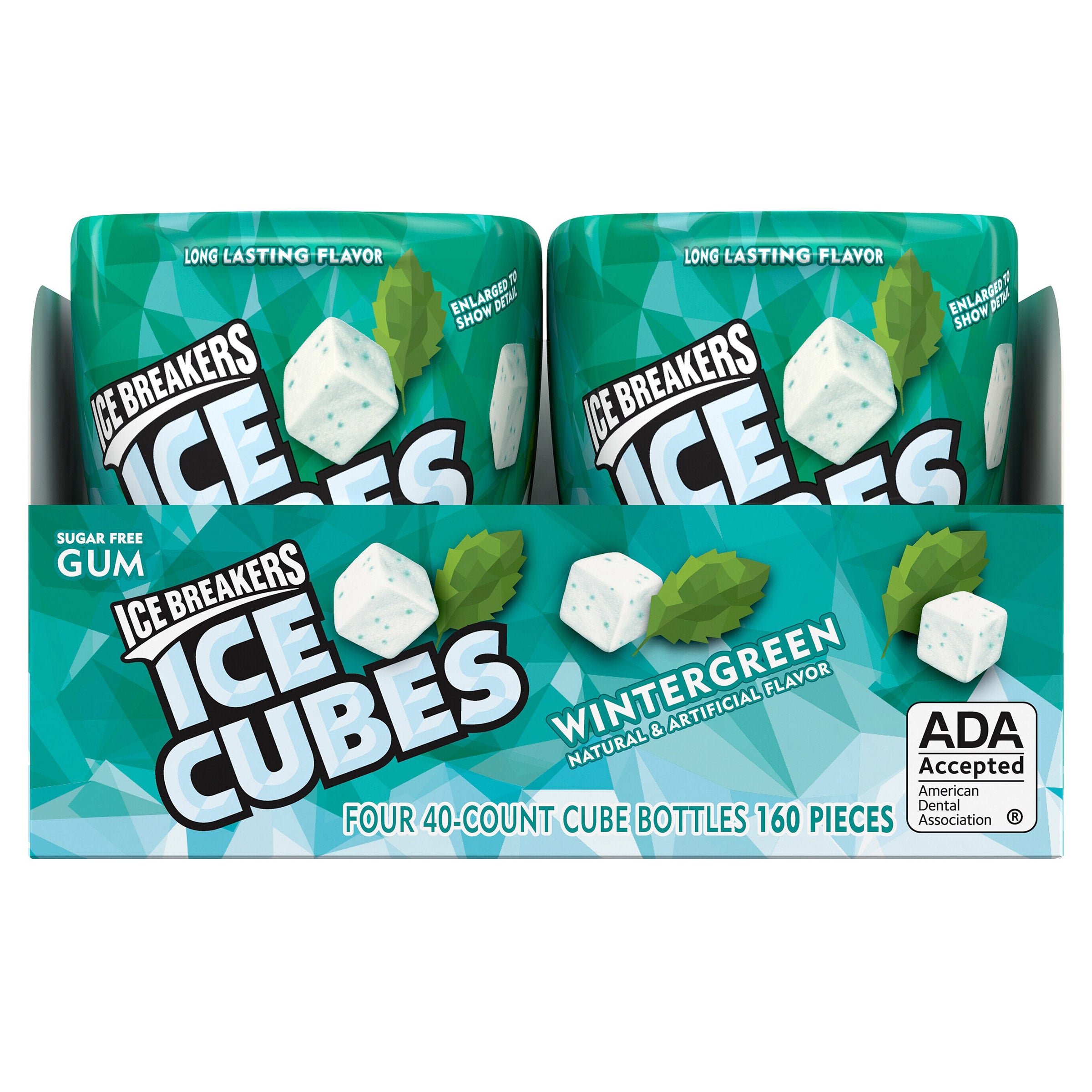 Ice Breakers Ice Cubes Sugar Free Gum, Wintergreen, 40 pieces, 4-count