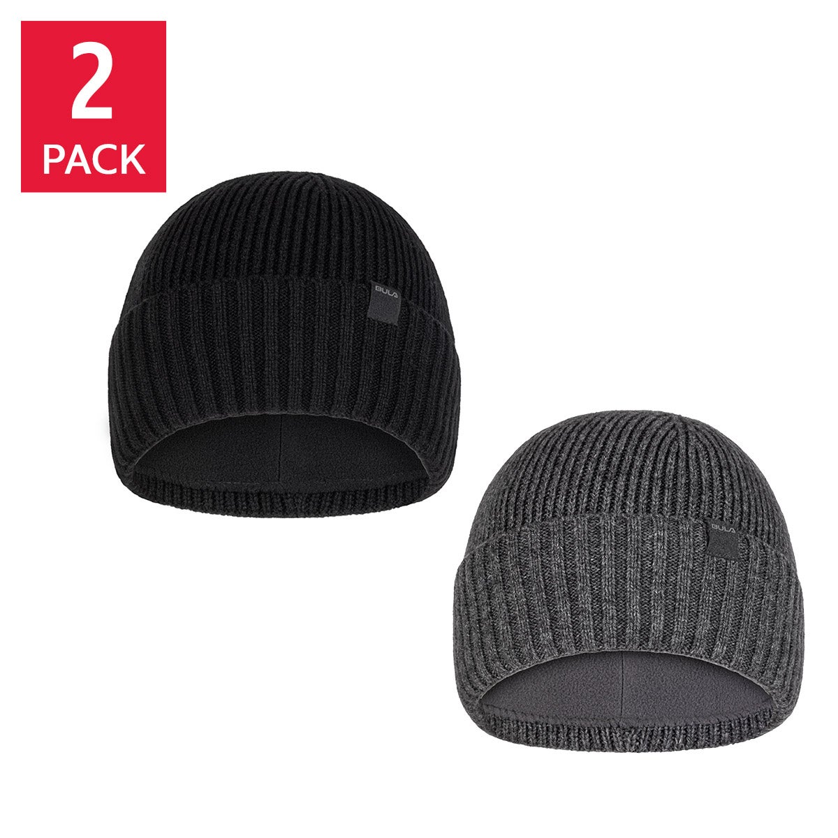 Bula Unisex Merino Wool Blend Beanie, 2-pack