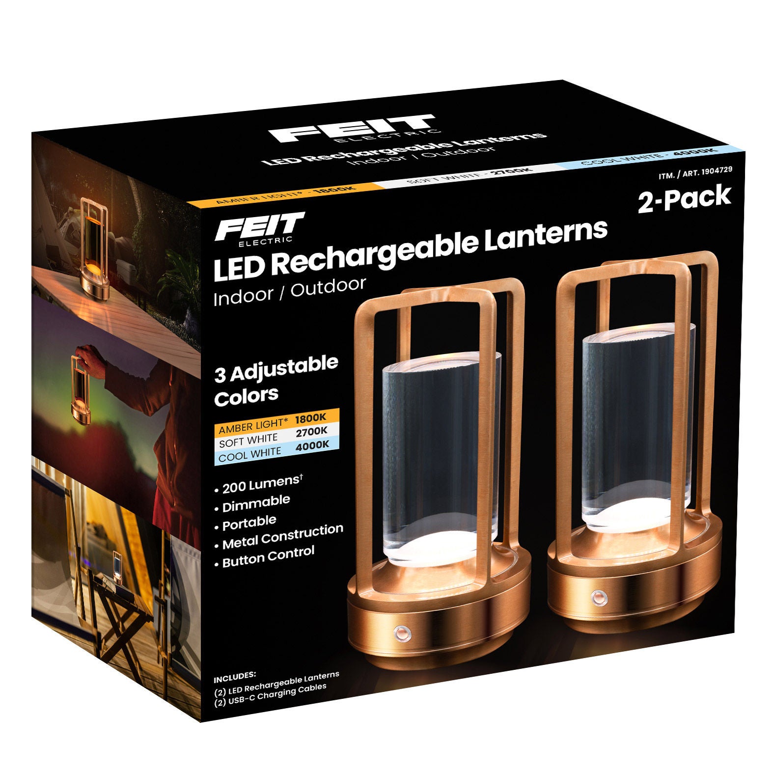 Feit Electric LED Rechargeable Lanterns, 2-pack