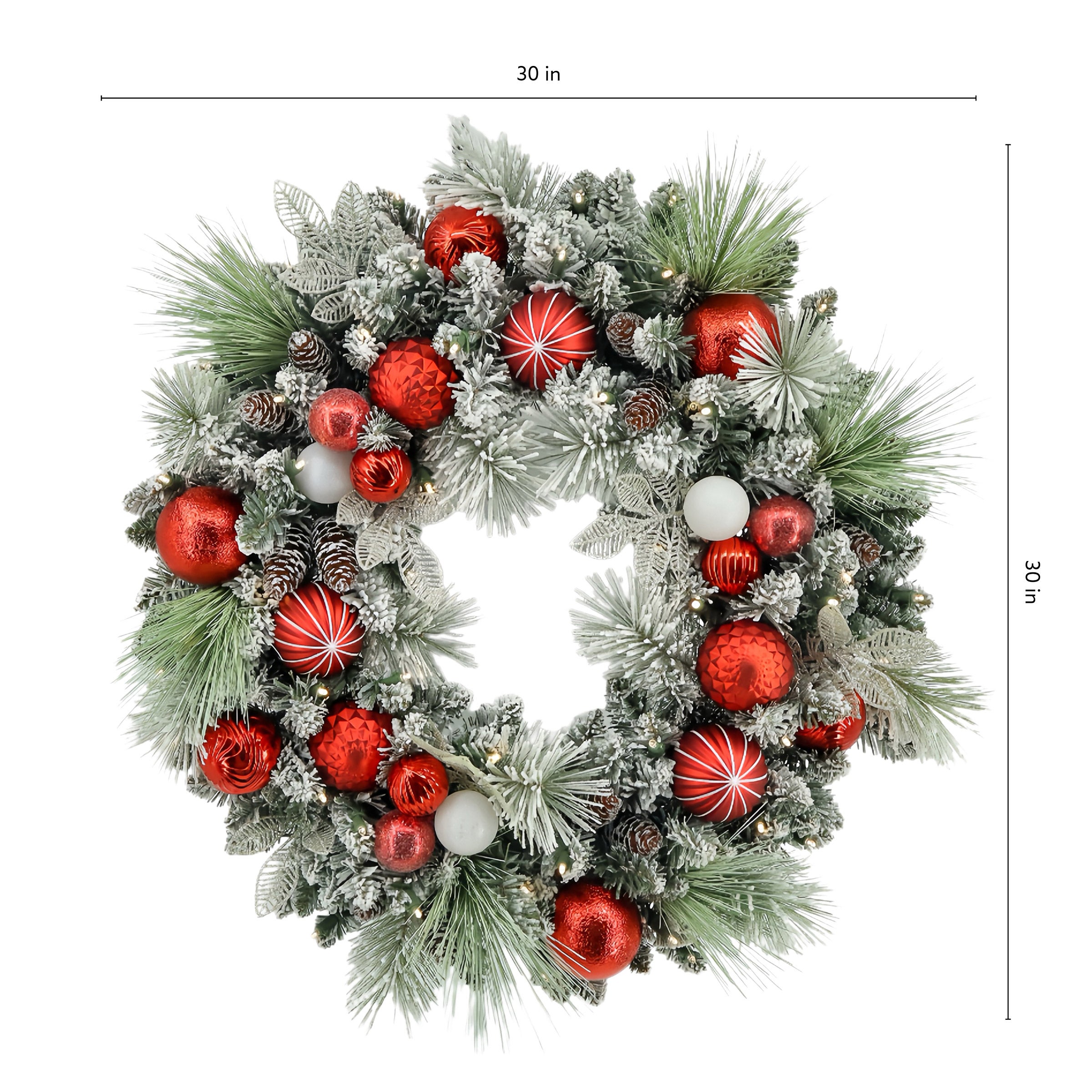 30" Pre-Lit LED with Twinkle Flocked Artificial Wreath