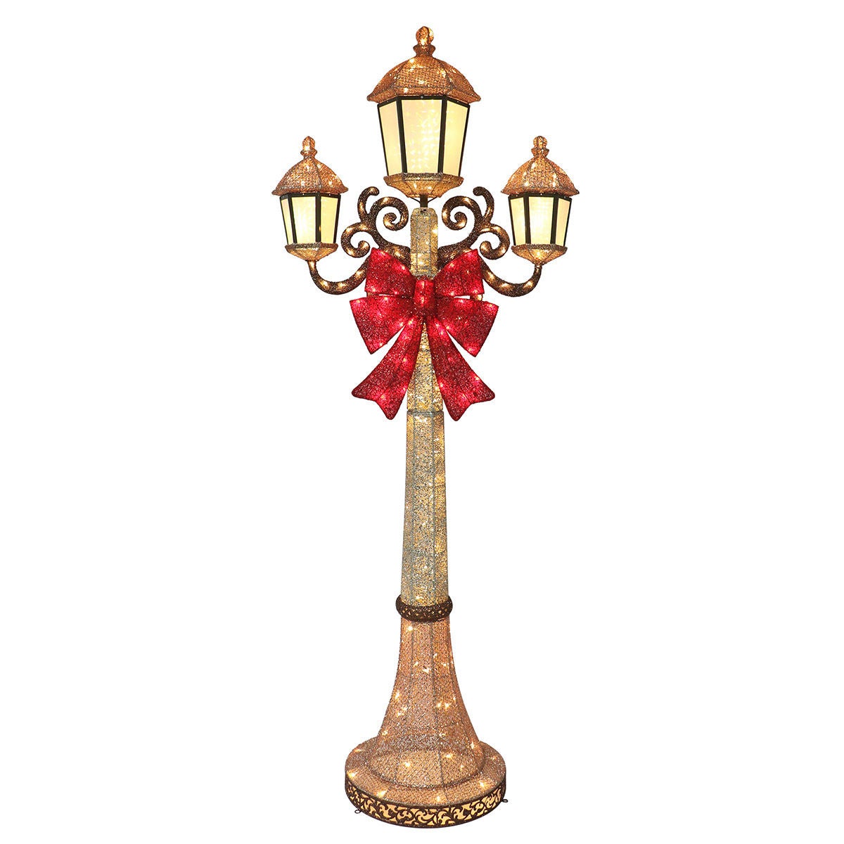 7’ Triple Lamp Post with LED Lights