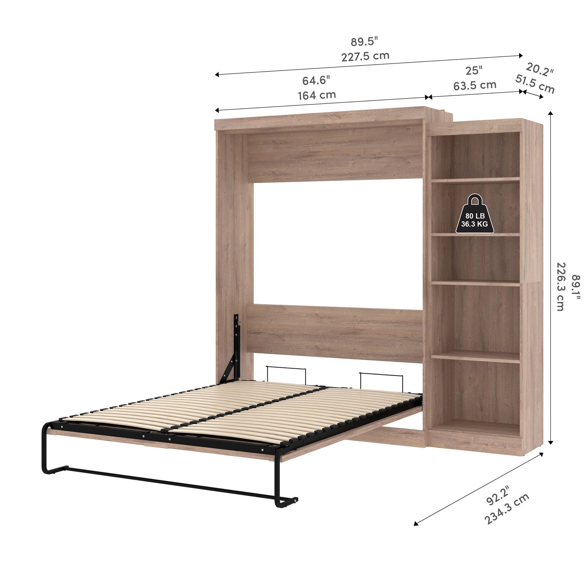 Boutique Queen Murphy Bed with Shelving Unit