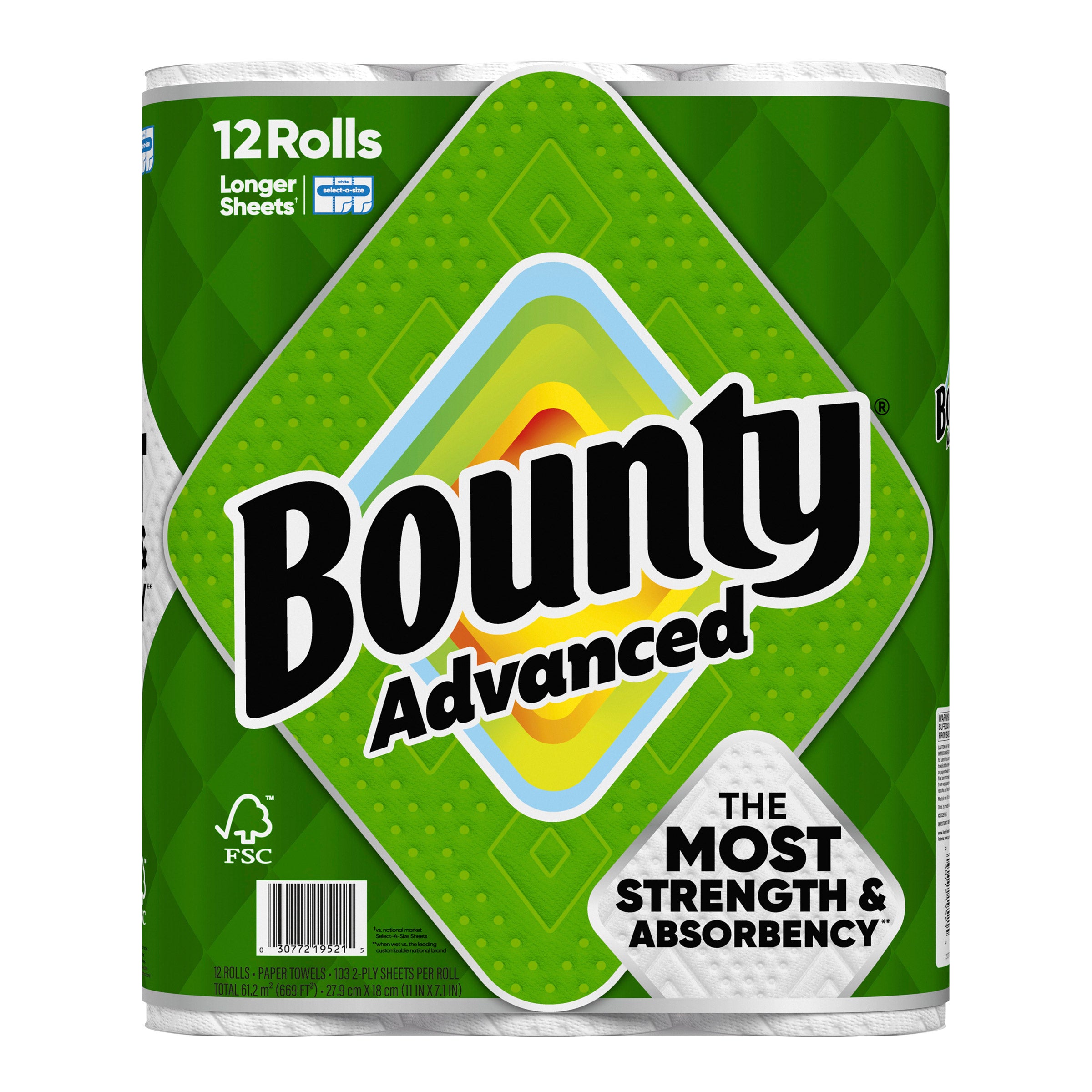 Bounty Advanced Paper Towels, 2-Ply, 103 Sheets, 12-count