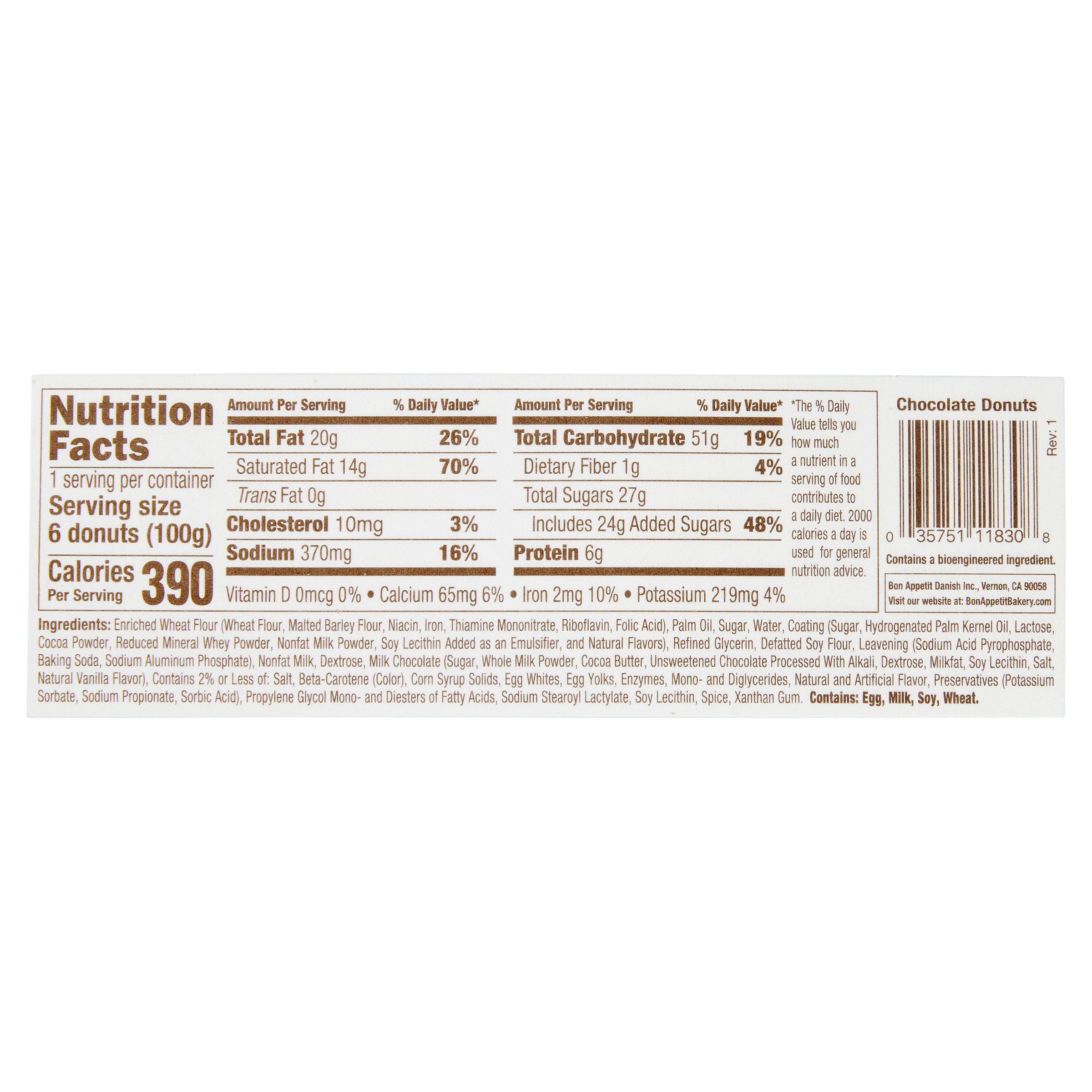 Bon Appetit, Mini Chocolate Donuts, 6-Pack, 8-Count