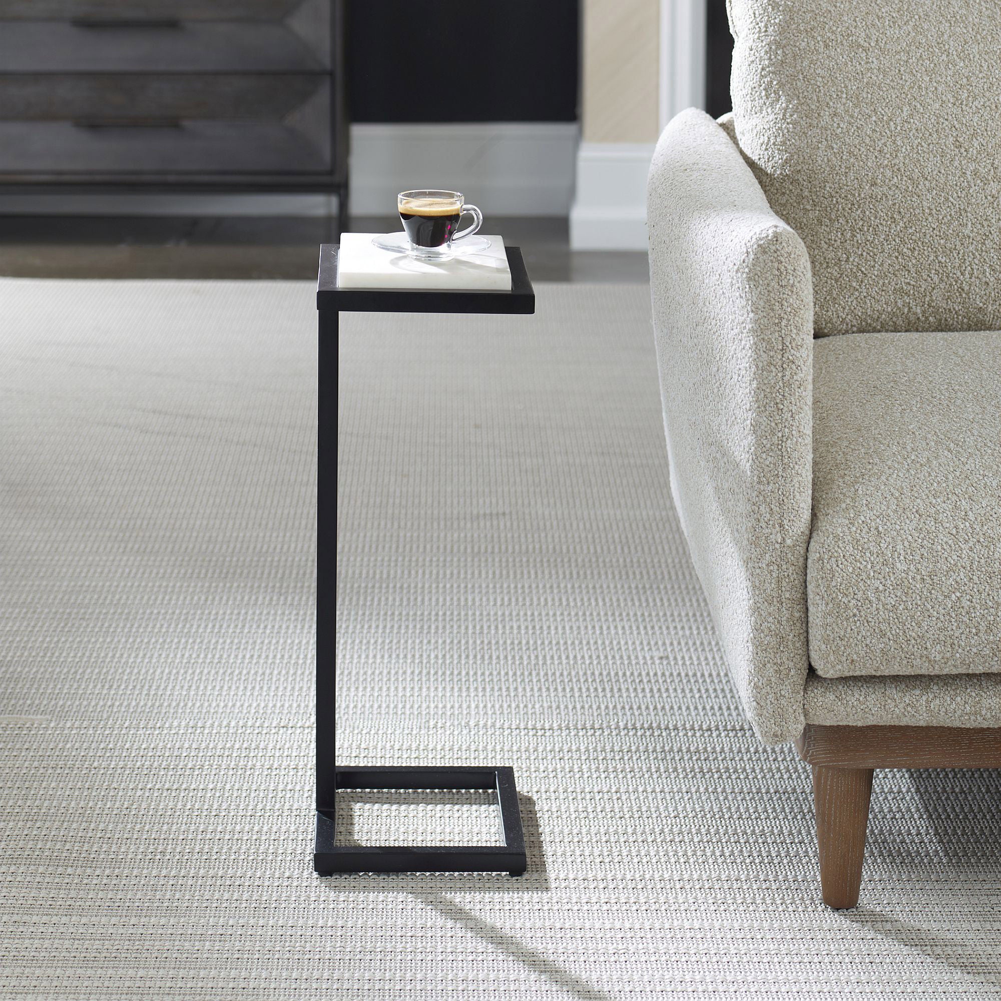 Cailin 23" Side Table, White Marble