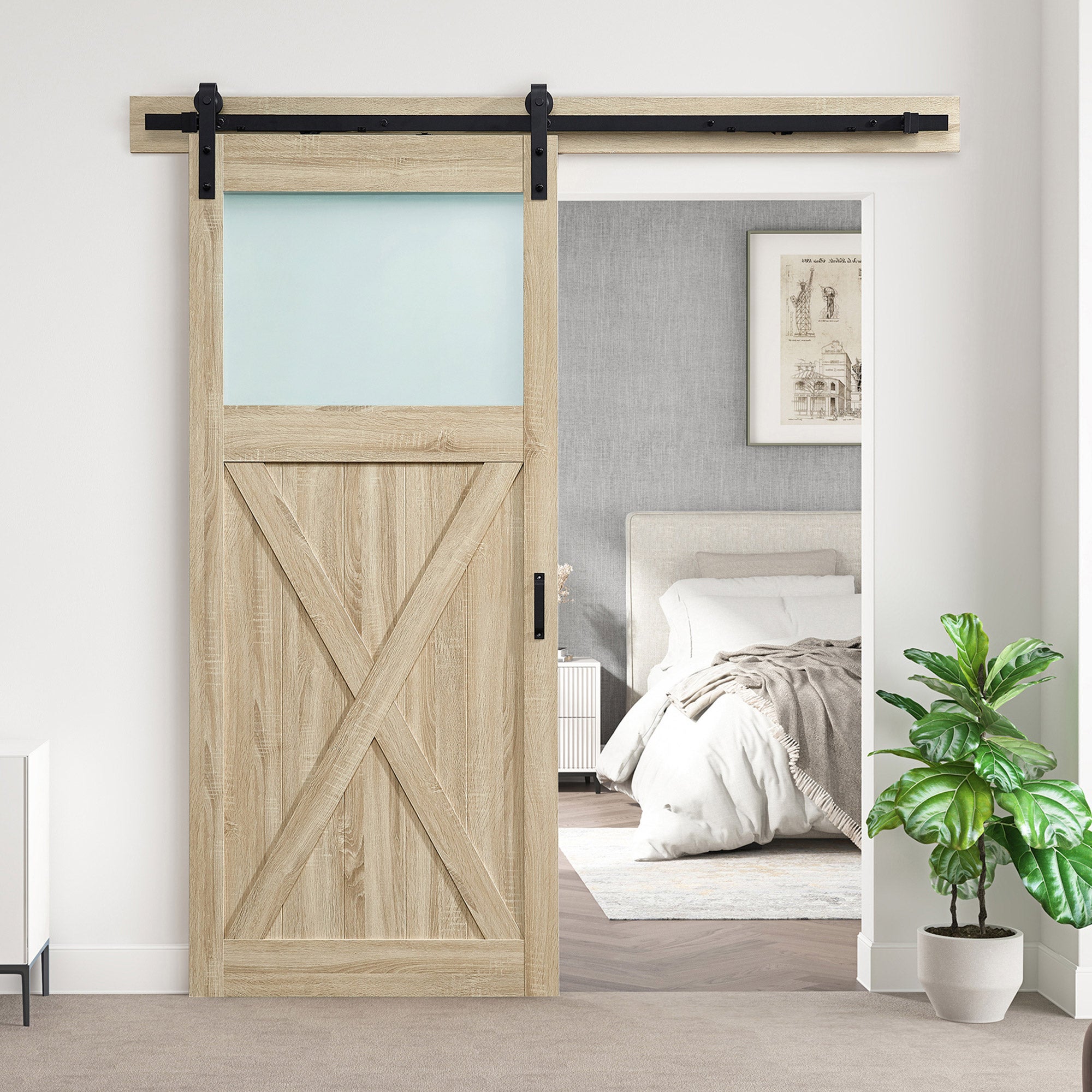 OVE Decors Willow Bay Barn Door with Hardware Kit & Smooth Soft-Close
