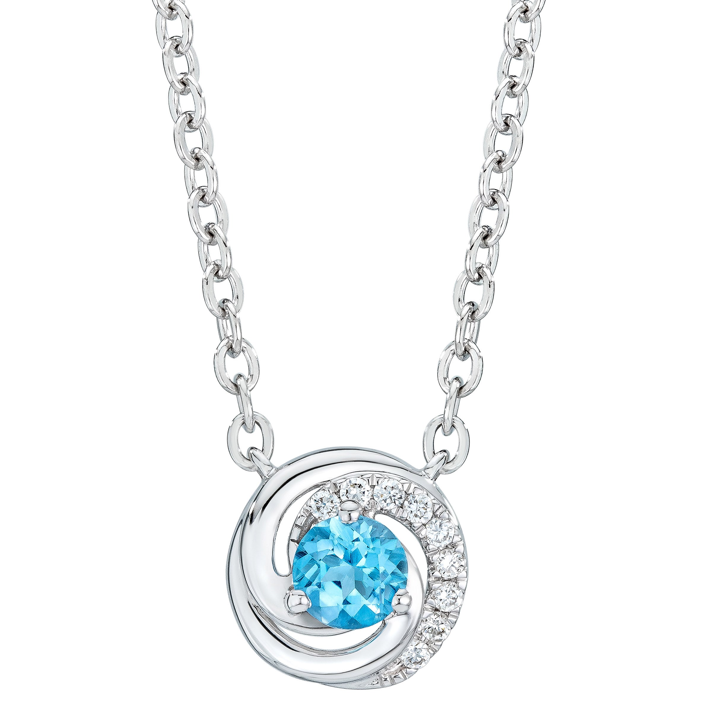Blue Topaz and Diamond 14kt White Gold Pendant
