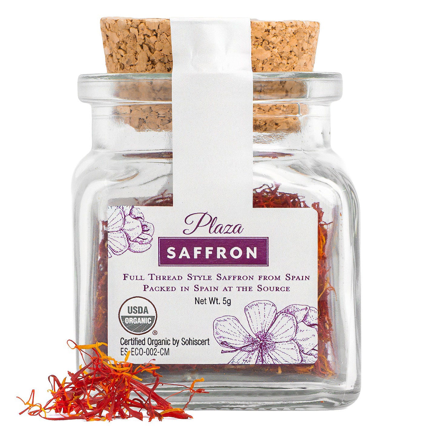 Organic Full Thread Spanish Saffron, 5 Gram Jar