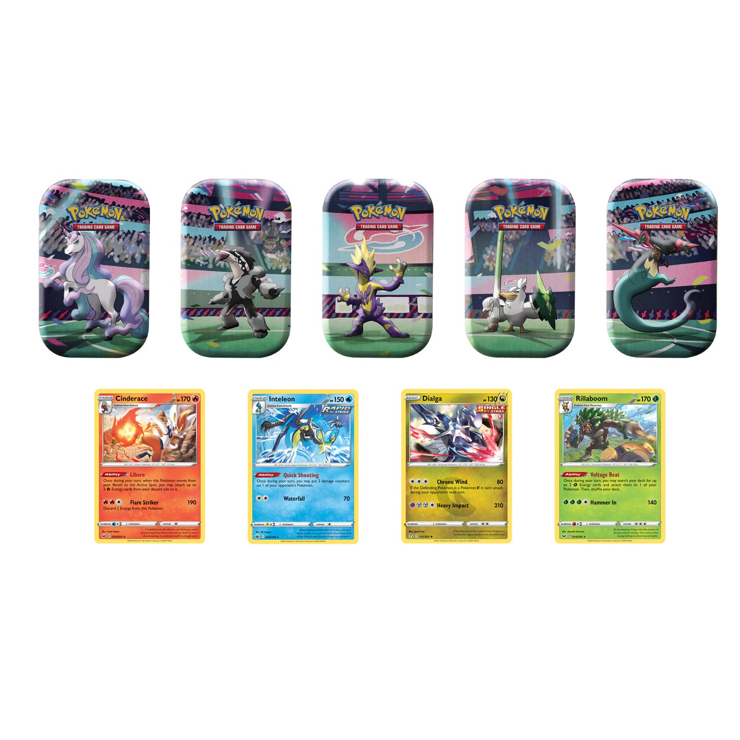 Pokémon 5-pack Mini Tins, Galar Powers plus 4 Promo Cards