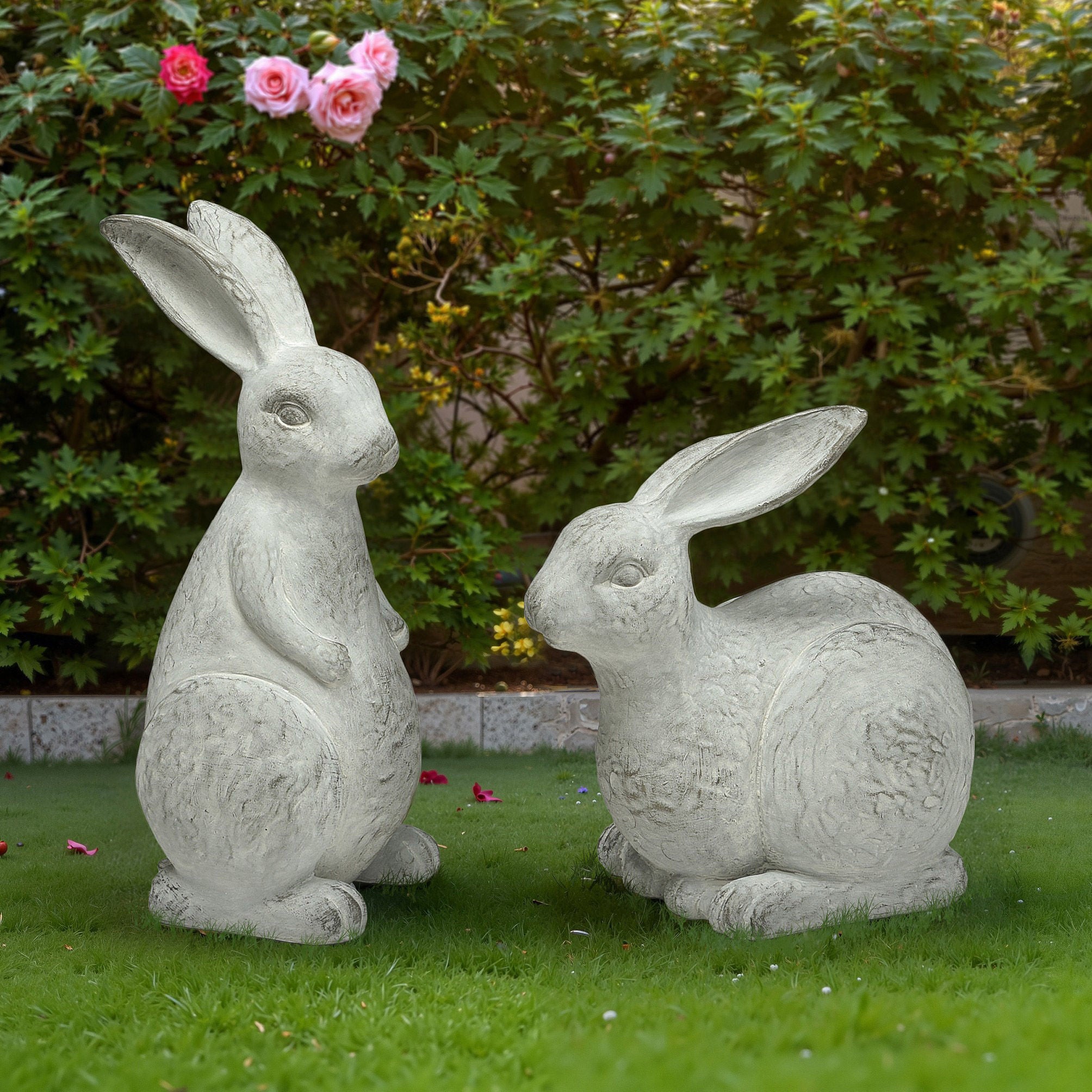 Rabbit Garden Statues Set of Two
