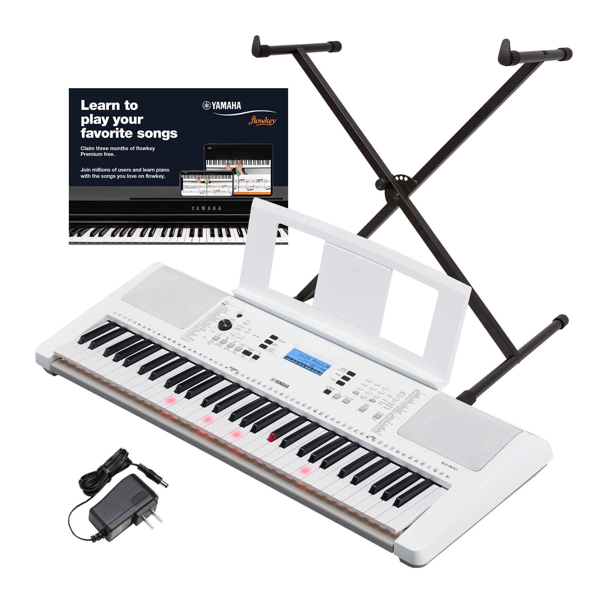 Yamaha EZ300 61 Key Portable Keyboard Bundle