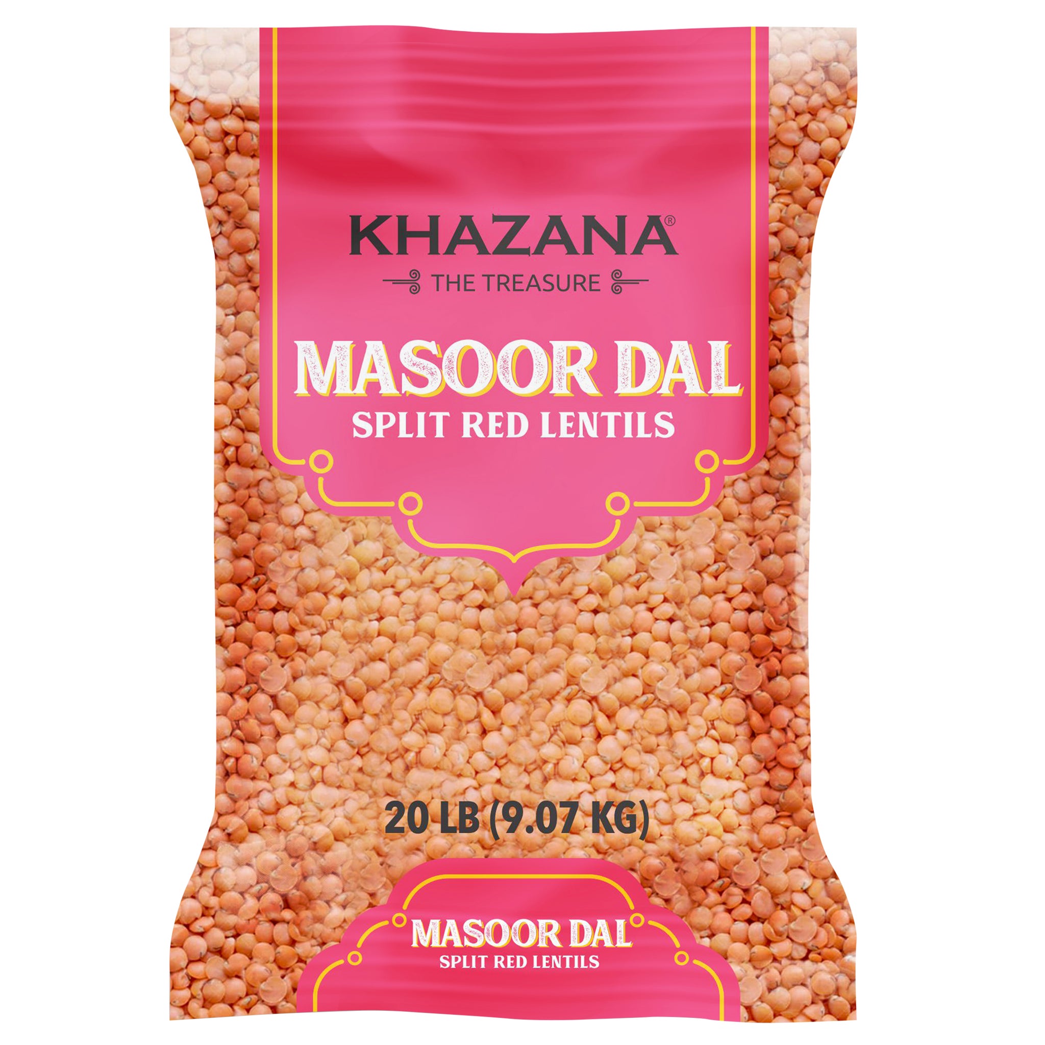 Khazana Masoor Dal Split Red Lentils, 20 lbs